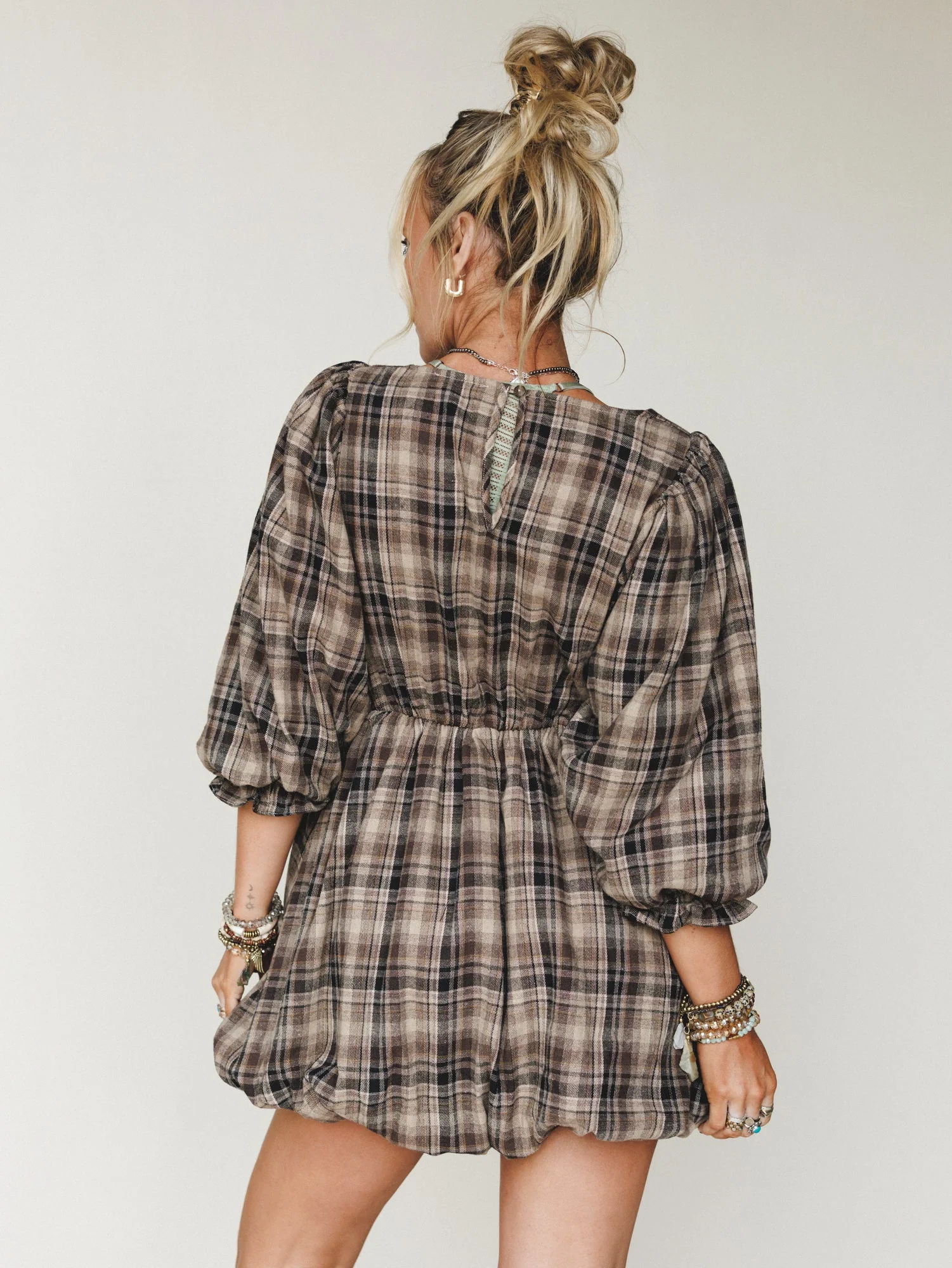 Plaid Revival Mini Dress - Natural - Image 7