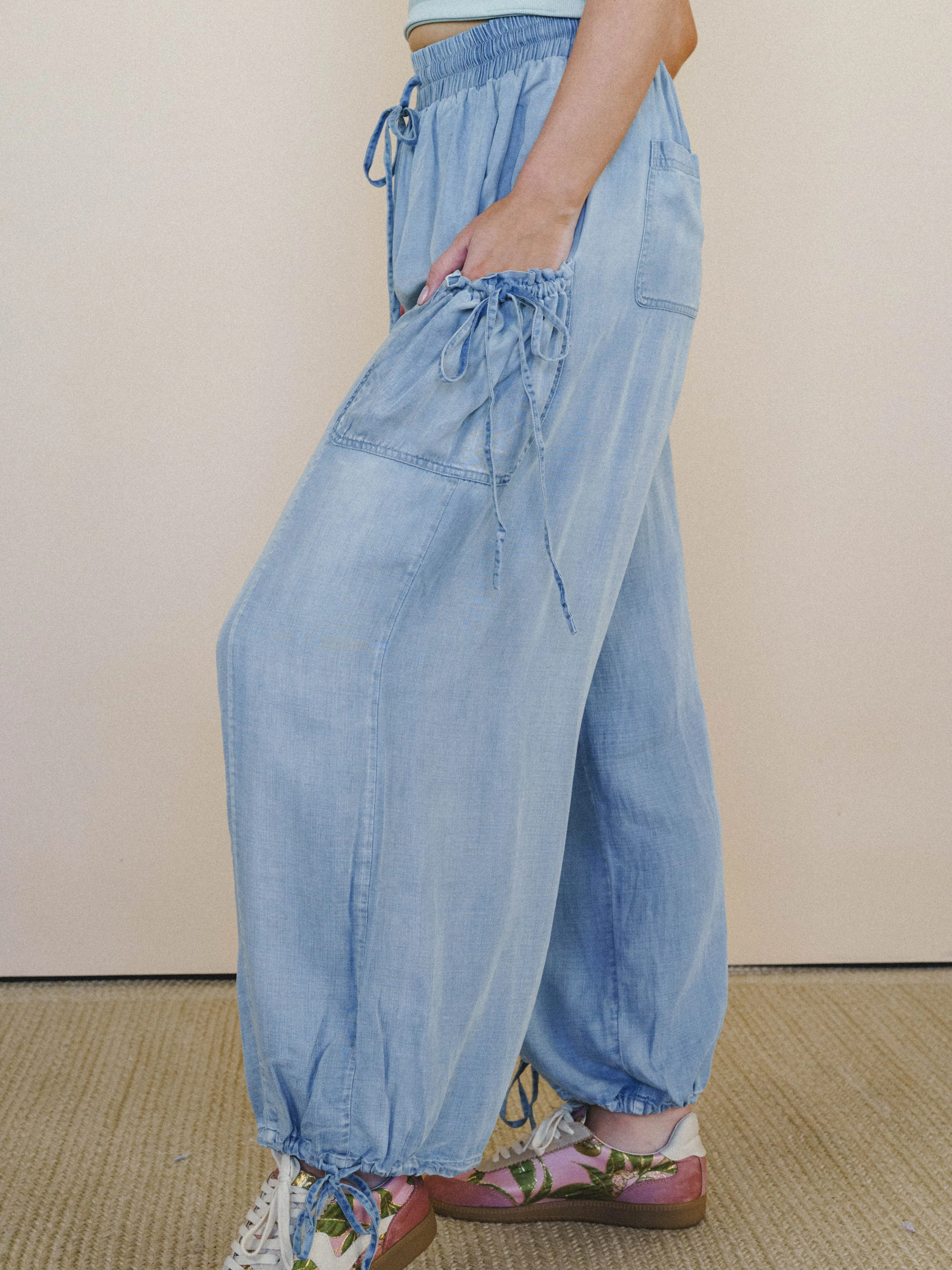 Pocket Full of Flowers Pants - Light Denim - Image 3