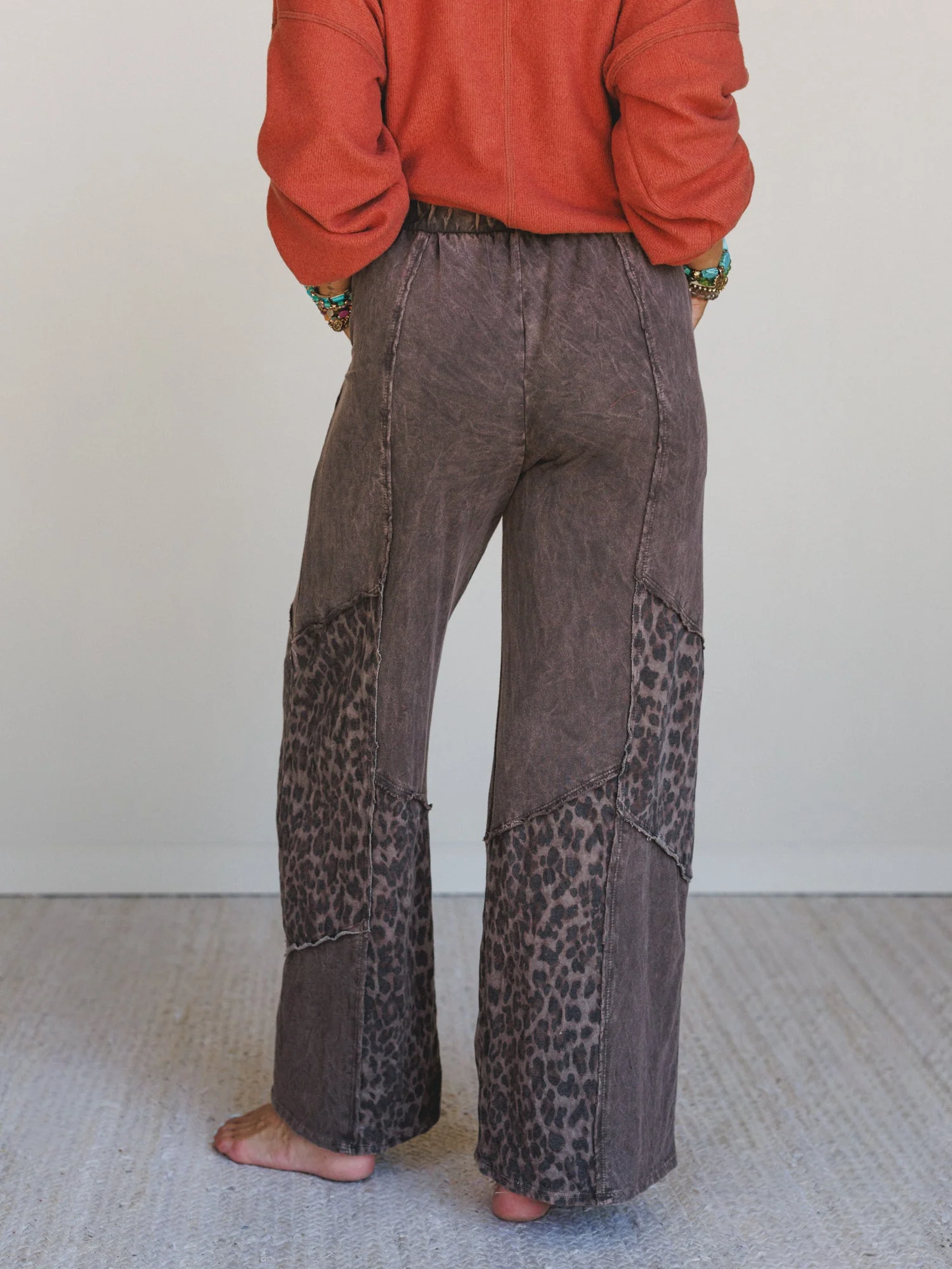 Printed Spirit Wide Leg Pants - Brown - Image 4