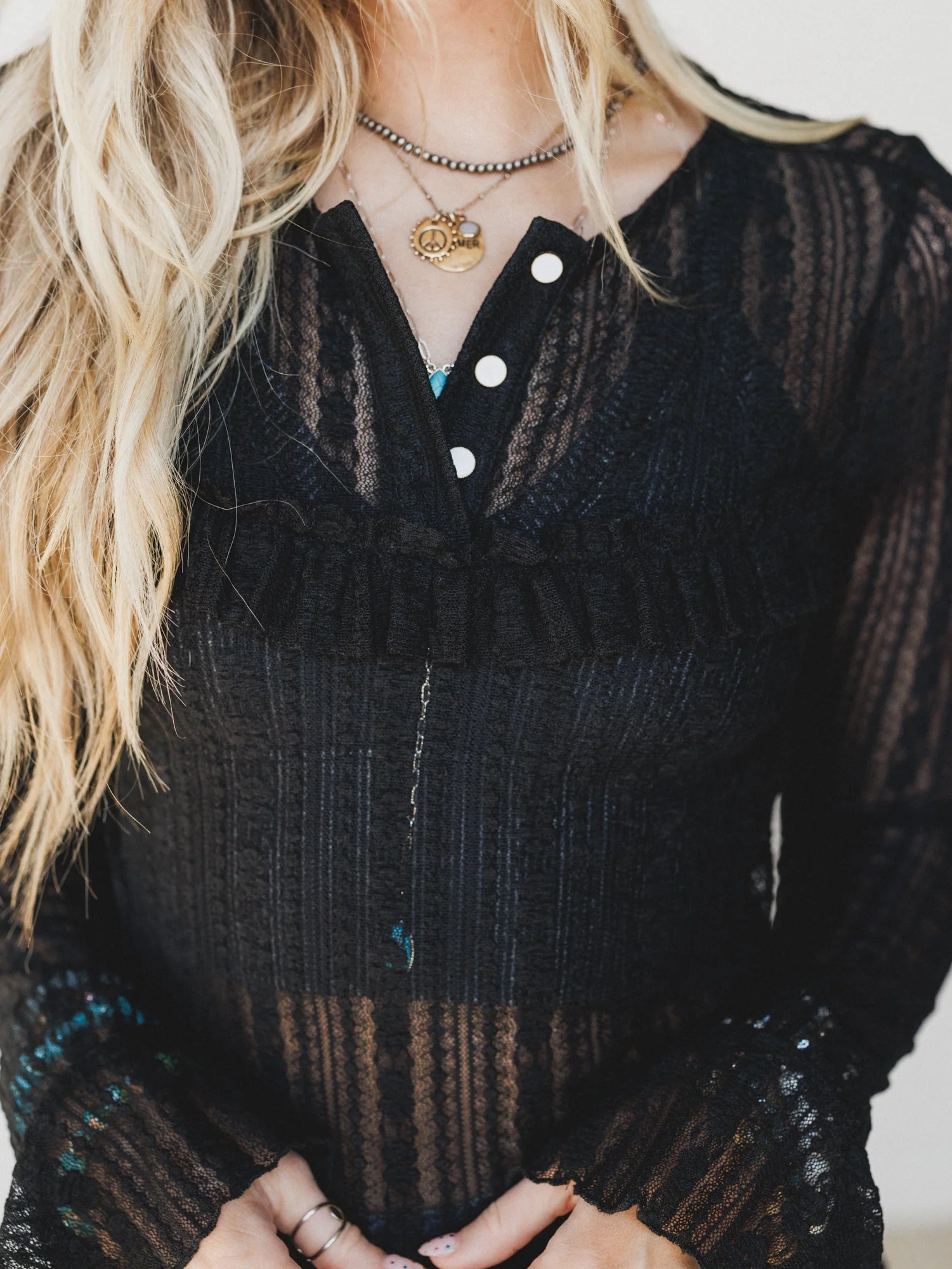 Quaint Darling Lace Long Sleeve Top - Black - Image 4