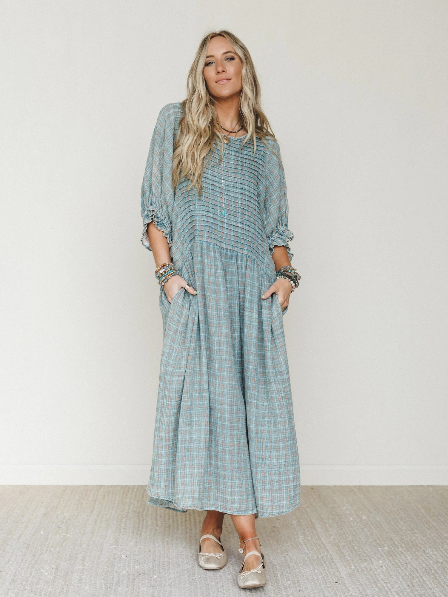 Quinn Puff Sleeve Maxi Dress - Faded Teal - Image 7