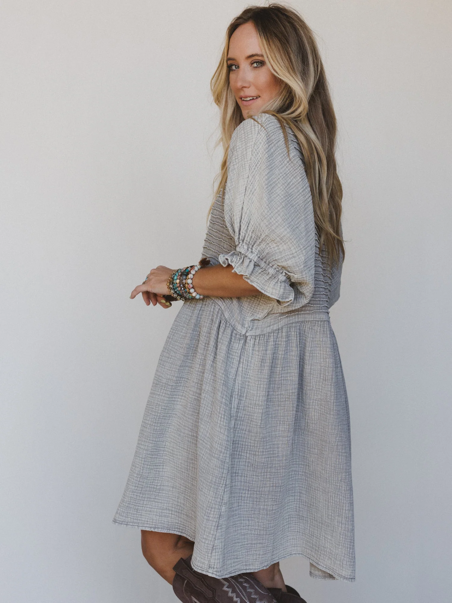 Quinn Puff Sleeve Mini Dress - Ash - Image 5