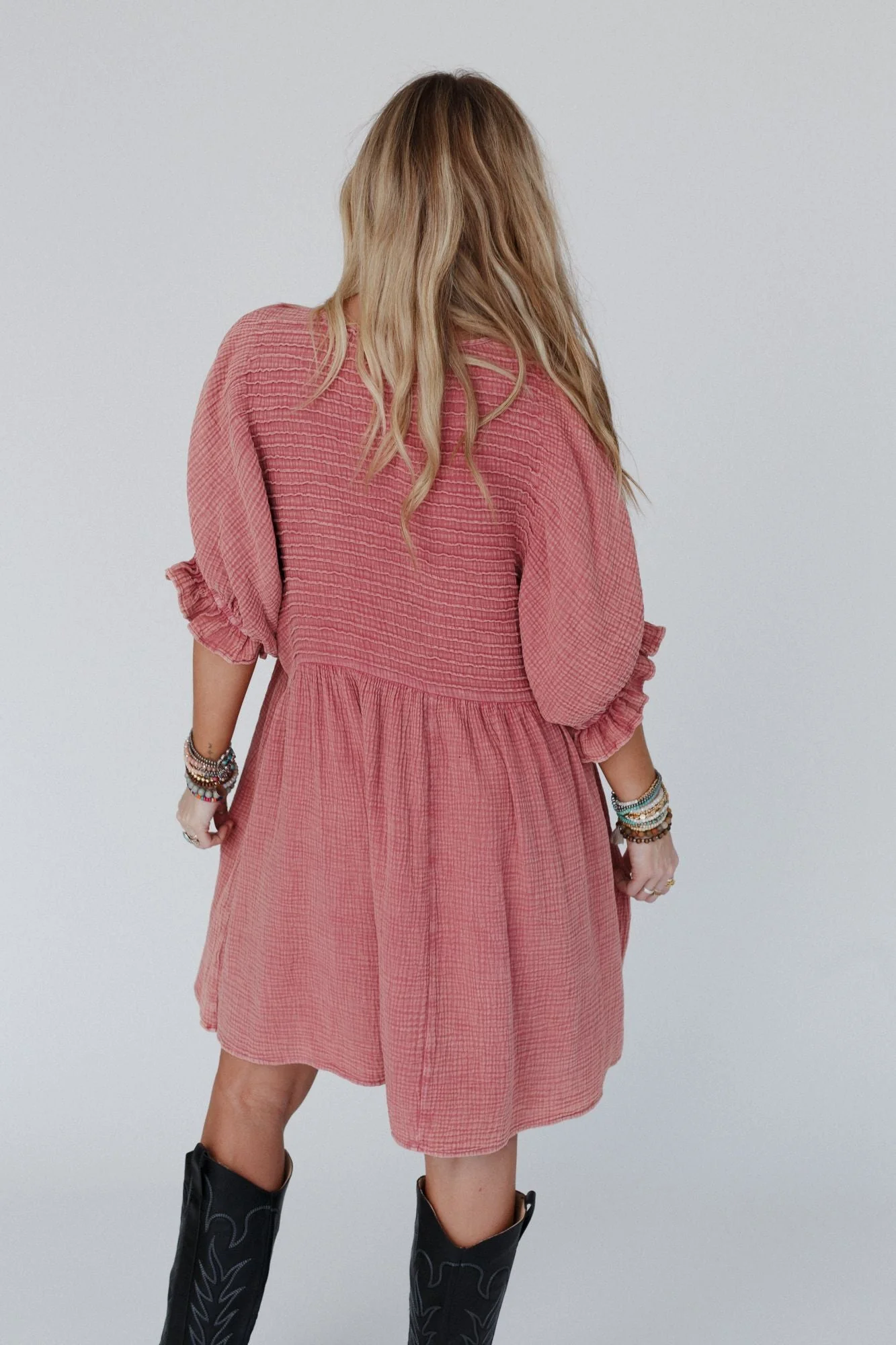 Quinn Puff Sleeve Mini Dress - Rose - Image 7