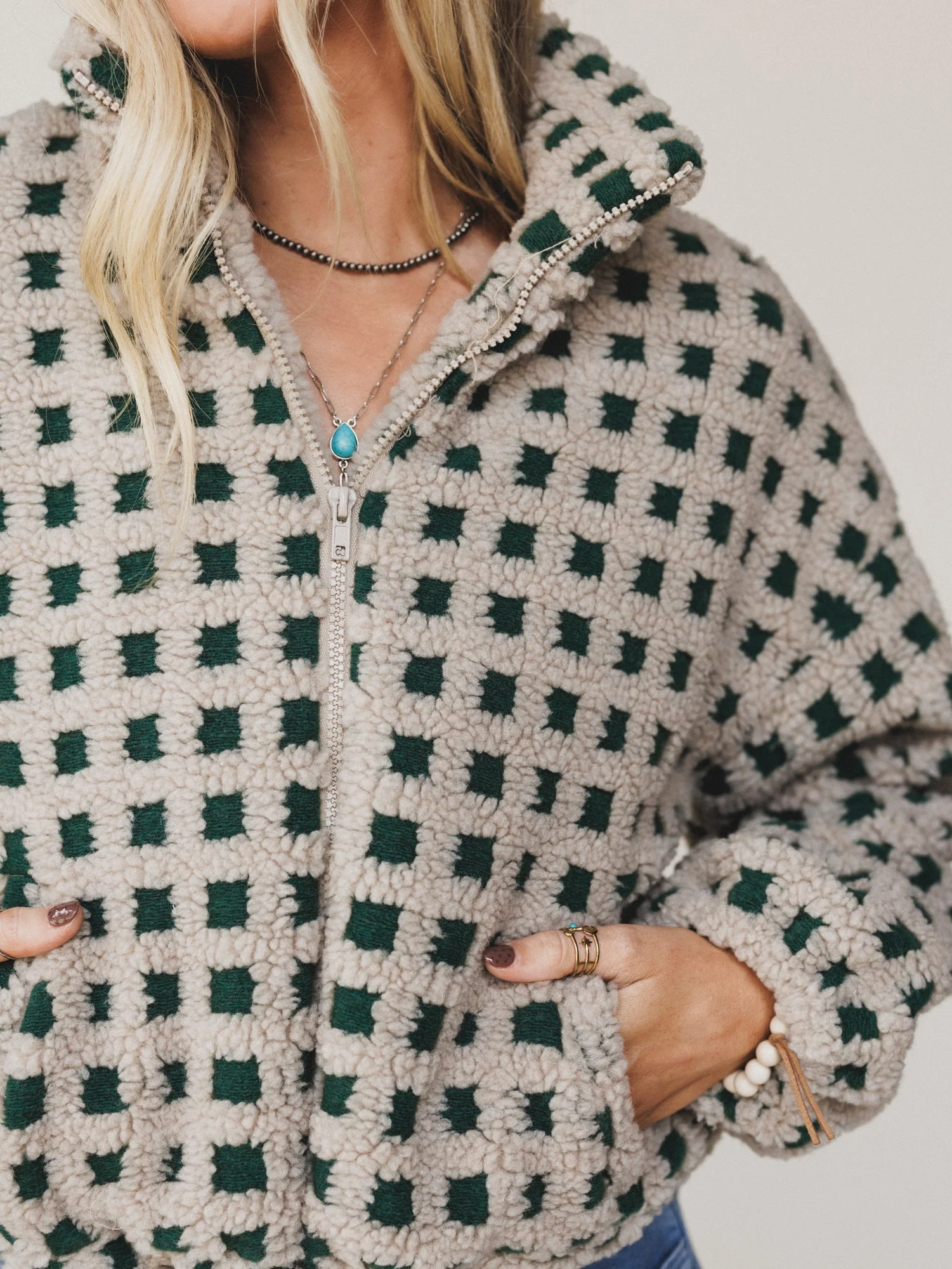 Ready Set Go Checkered Jacket - Taupe - Image 3
