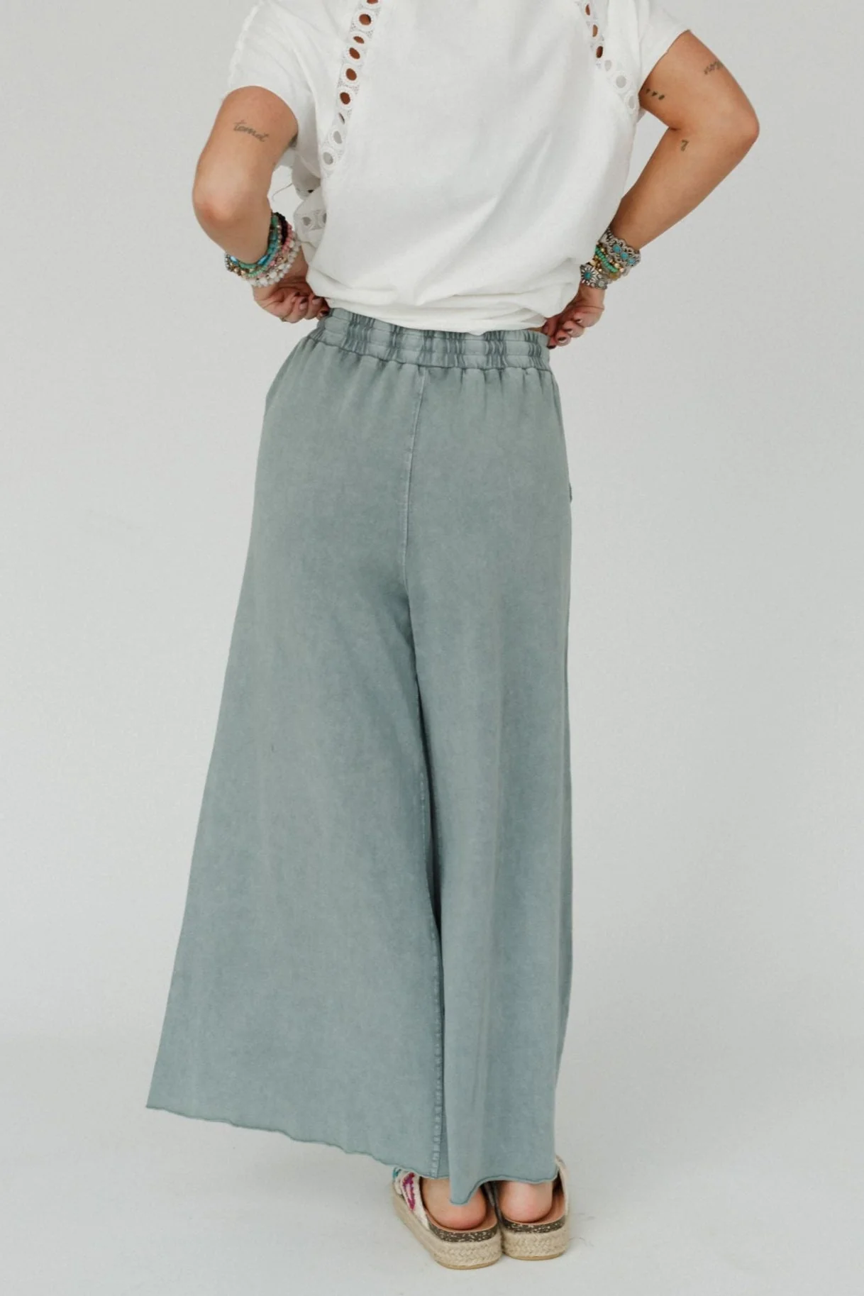 Relaxing Robin Wide Leg Pant - Faded Teal - Image 5