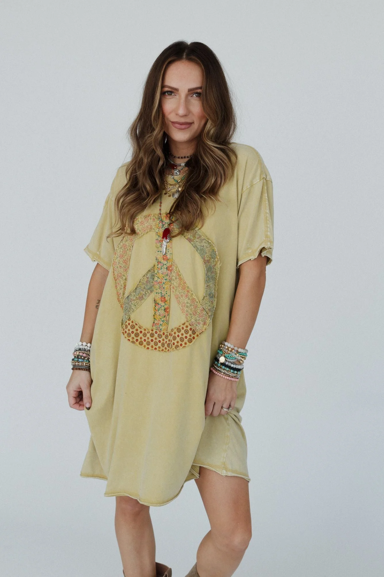 Retro Peace Tunic - Mustard - Image 10