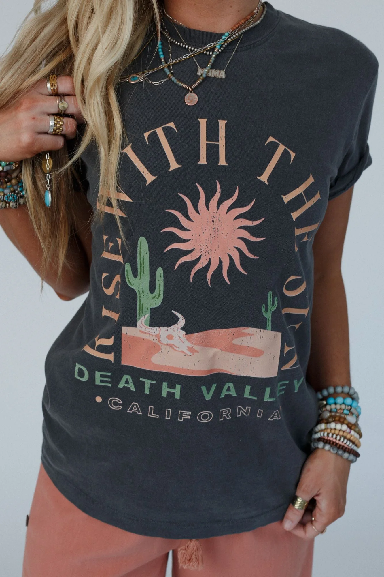 Rise With The Sun Graphic Tee - Charcoal - Image 4
