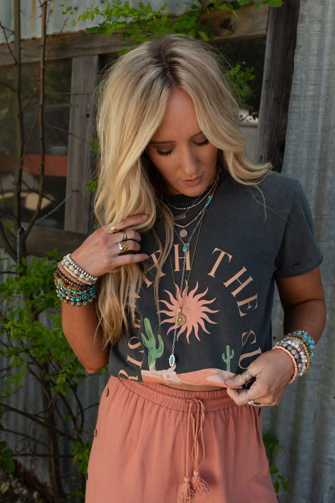 Rise With The Sun Graphic Tee - Charcoal - Image 8