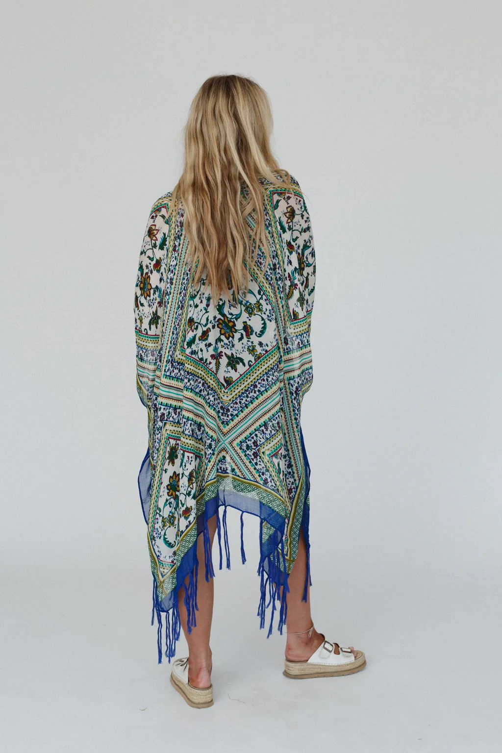 Riviera Border Print Kimono - Blue - Image 3