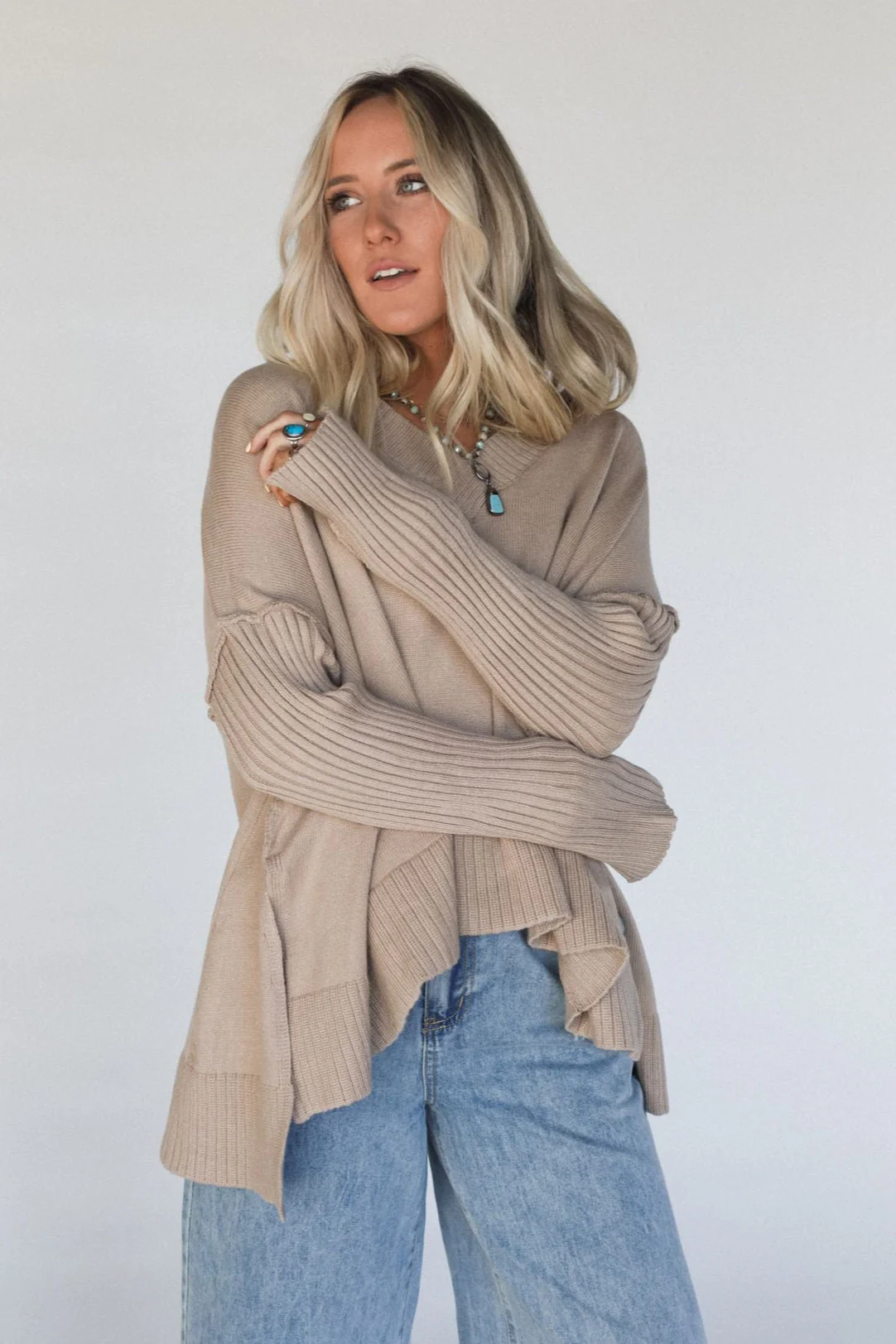 Romeo Ribbed Pullover - Taupe - Image 3