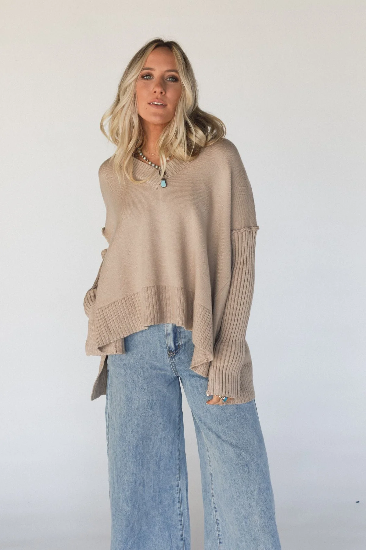 Romeo Ribbed Pullover - Taupe - Image 4
