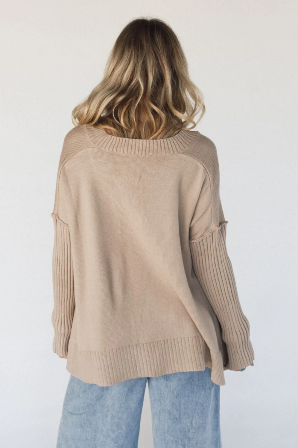 Romeo Ribbed Pullover - Taupe - Image 6
