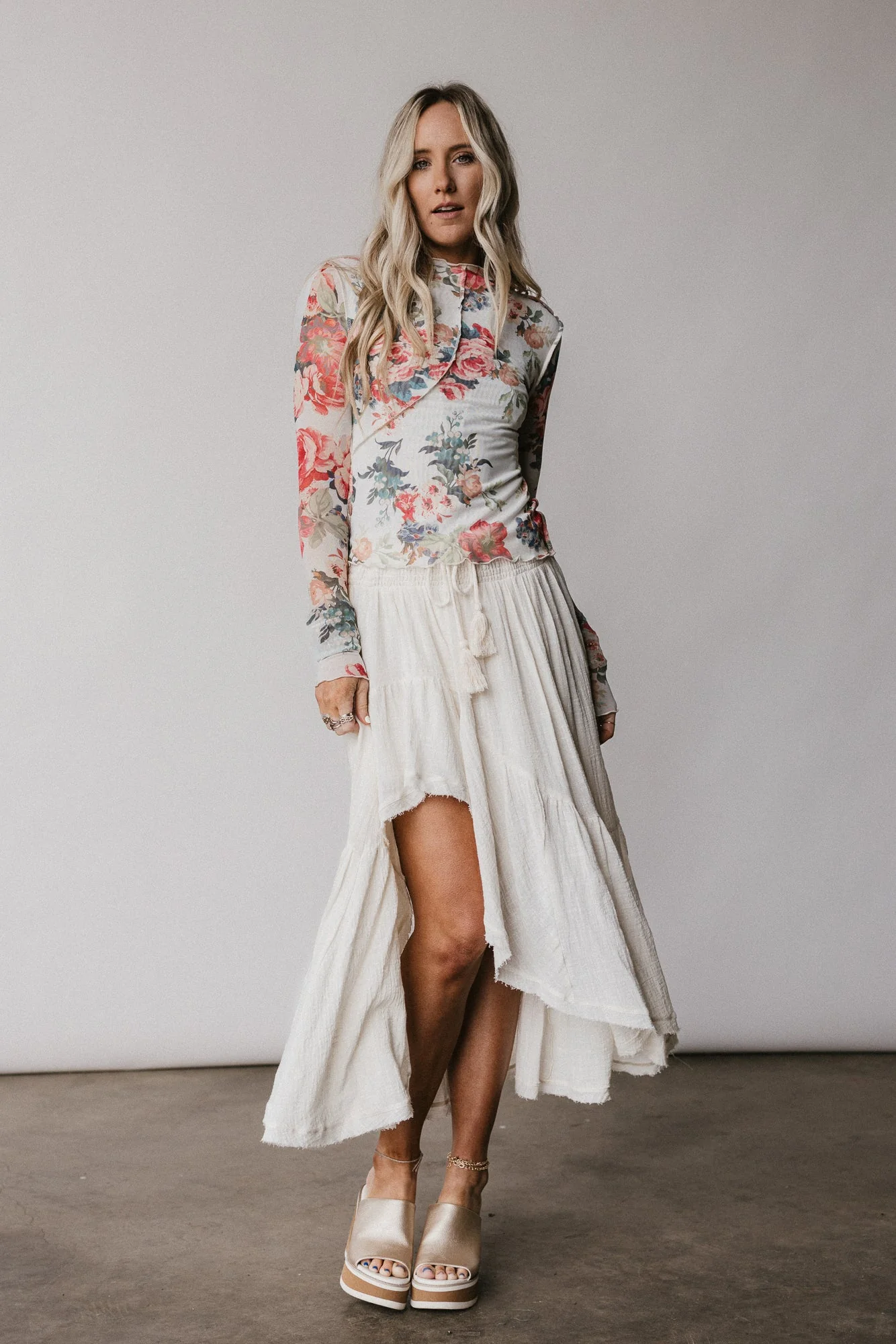 Rosebud Floral Top - Cream - Image 3