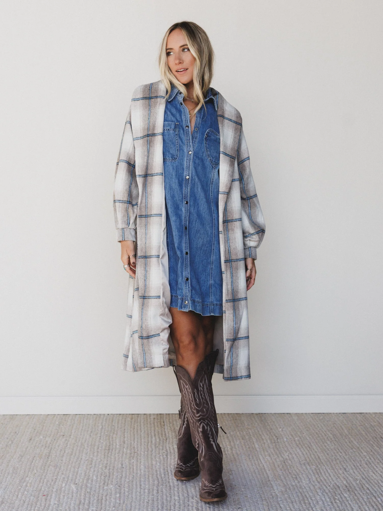 Rustic Gatherings Plaid Coat - Mocha - Image 3