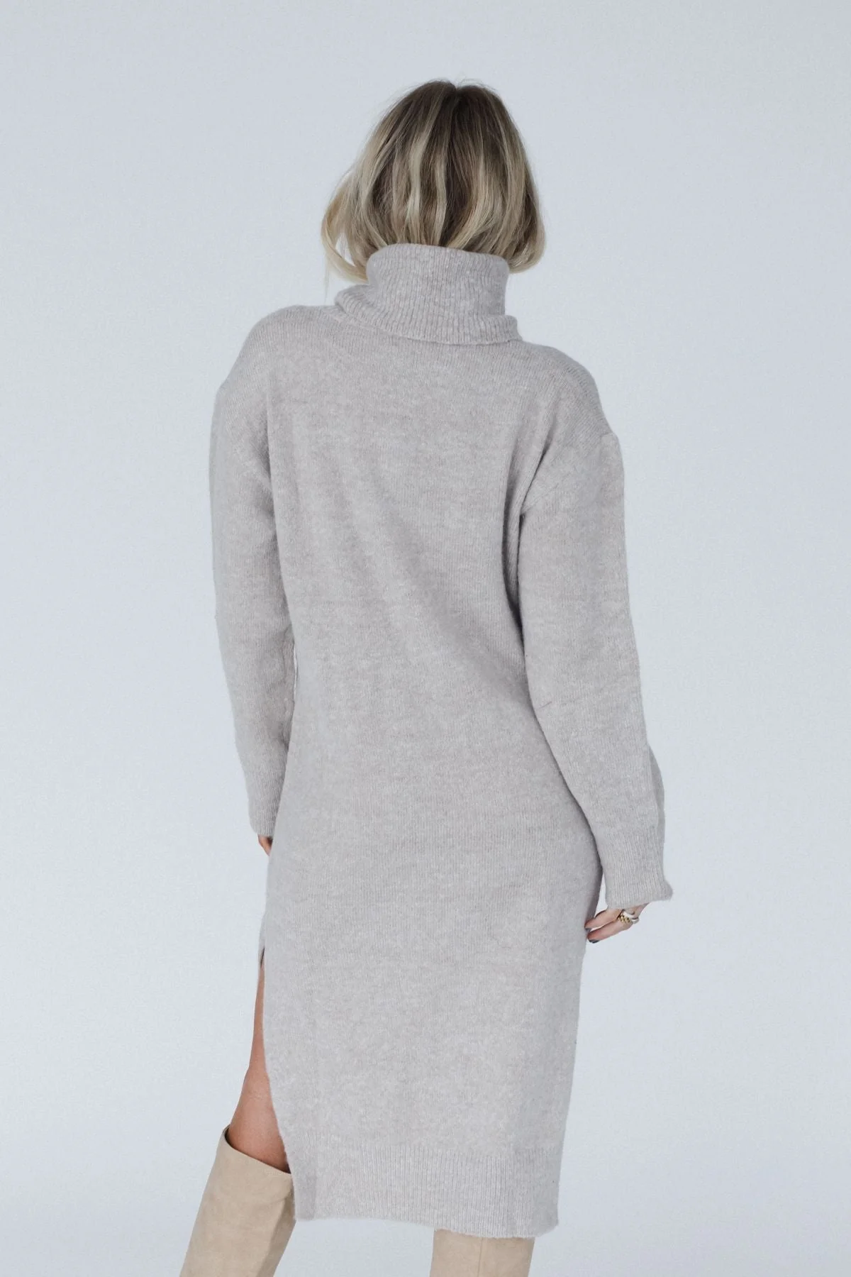 Rustic Grace Sweater Dress - Oatmeal - Image 5