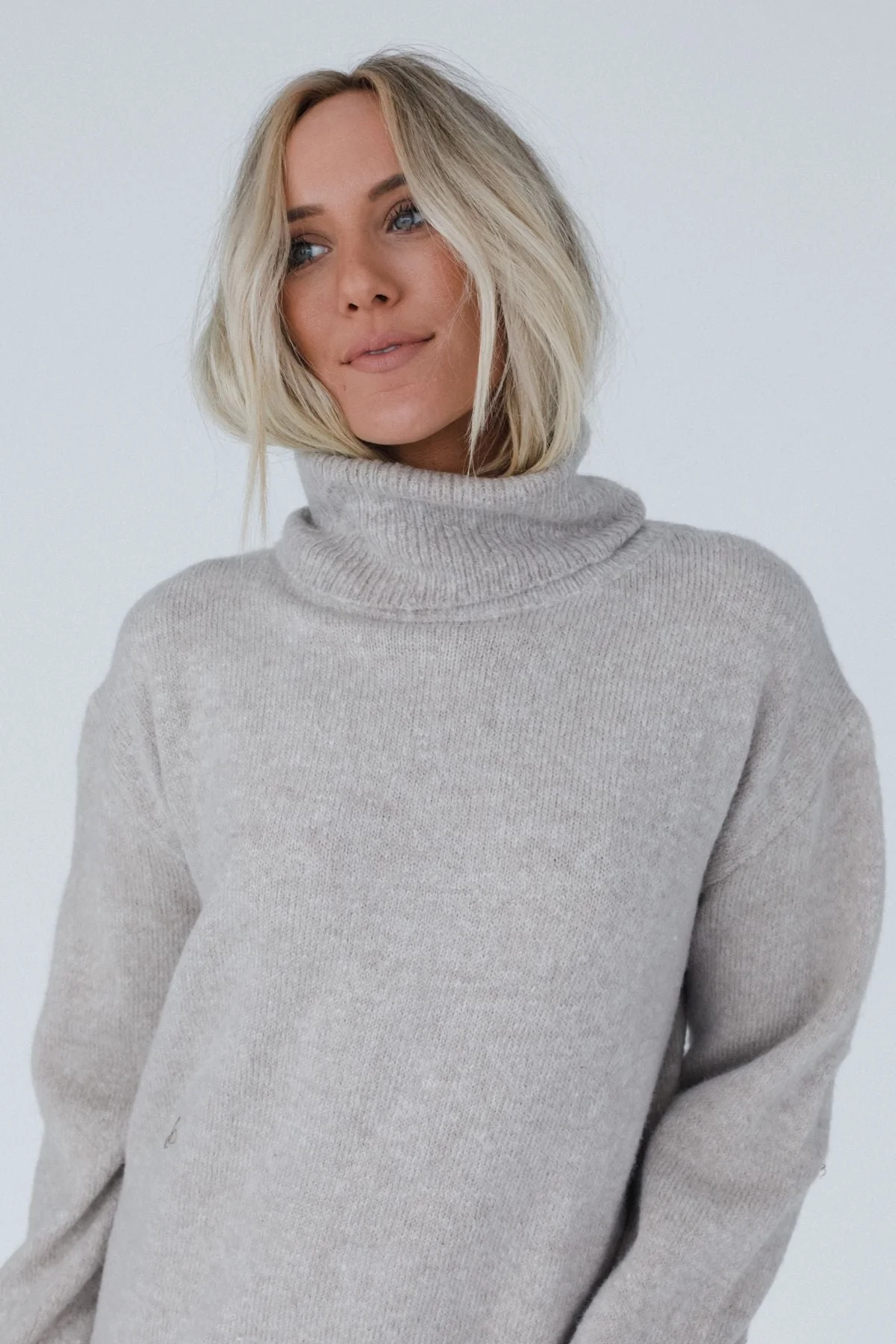 Rustic Grace Sweater Dress - Oatmeal - Image 6