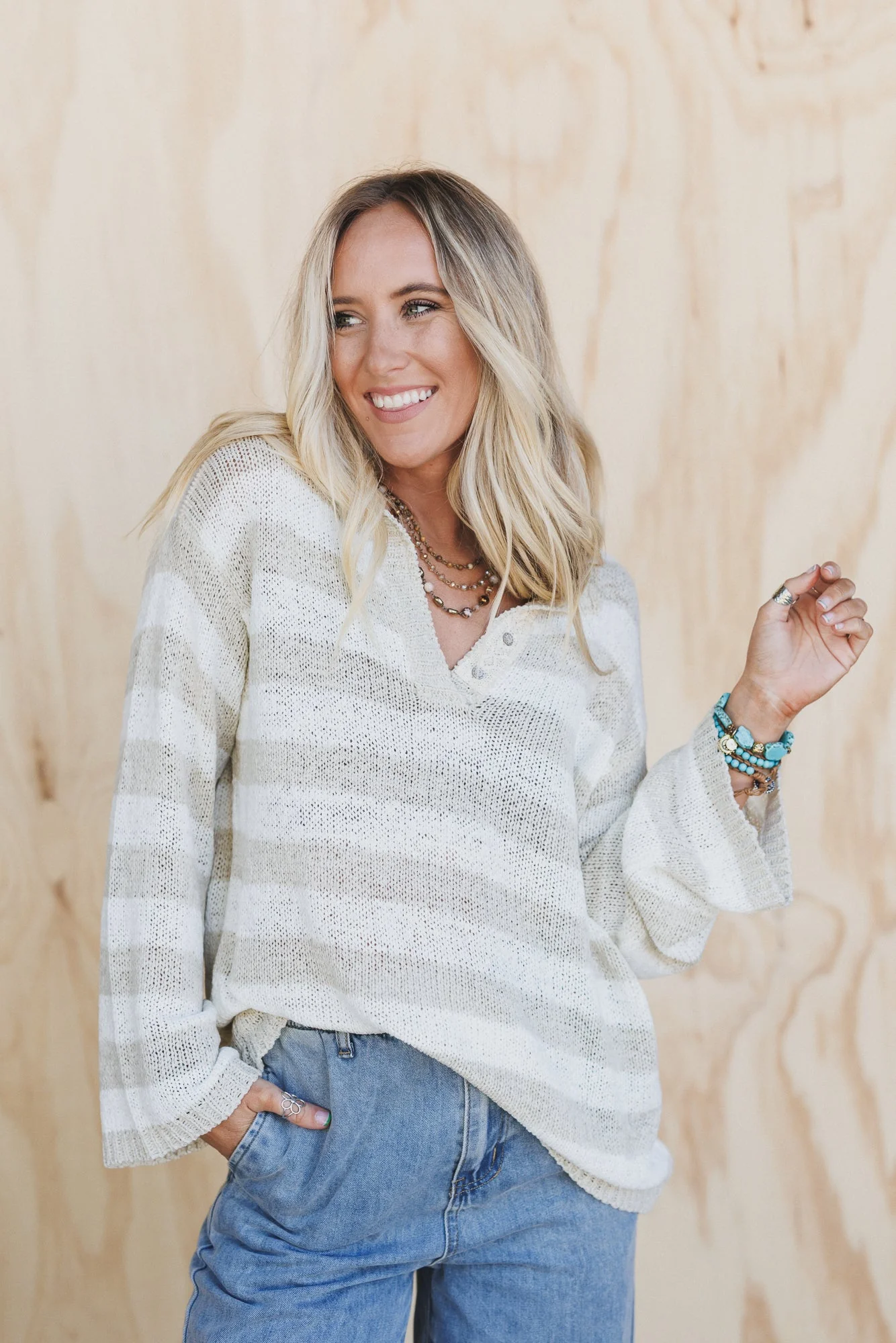 Sandy Shores Striped Top - Sand