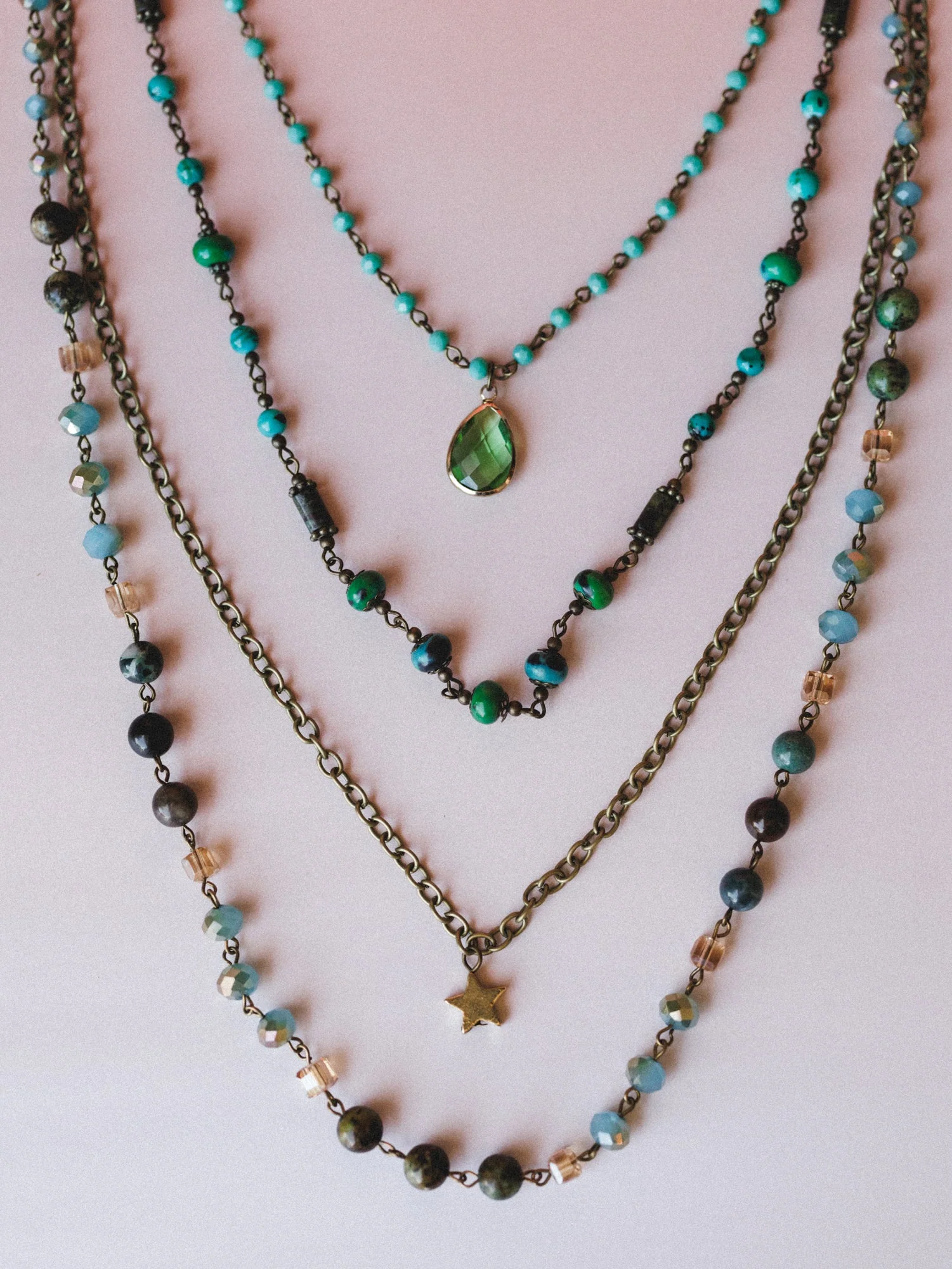 Santorini Layered Necklace - Green - Image 2