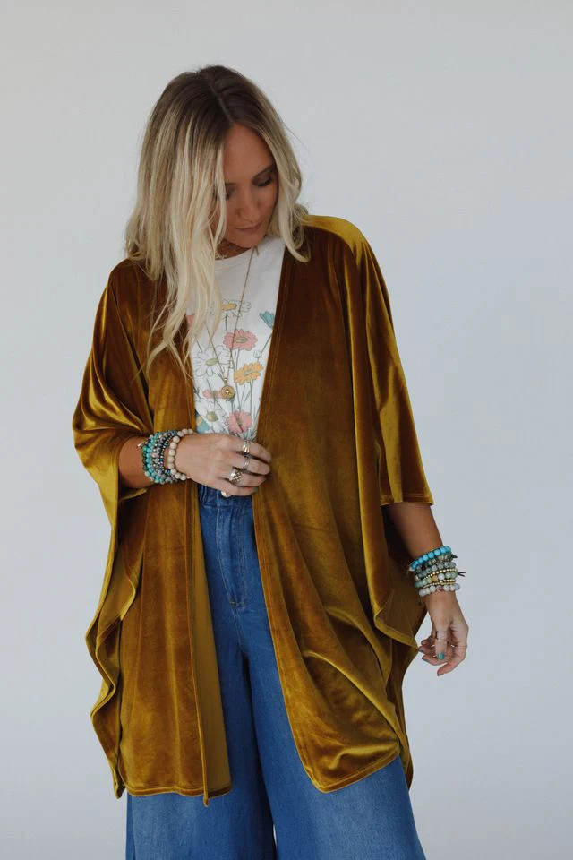 The Nest Savoy Velvet Kimono - Marigold - Image 9