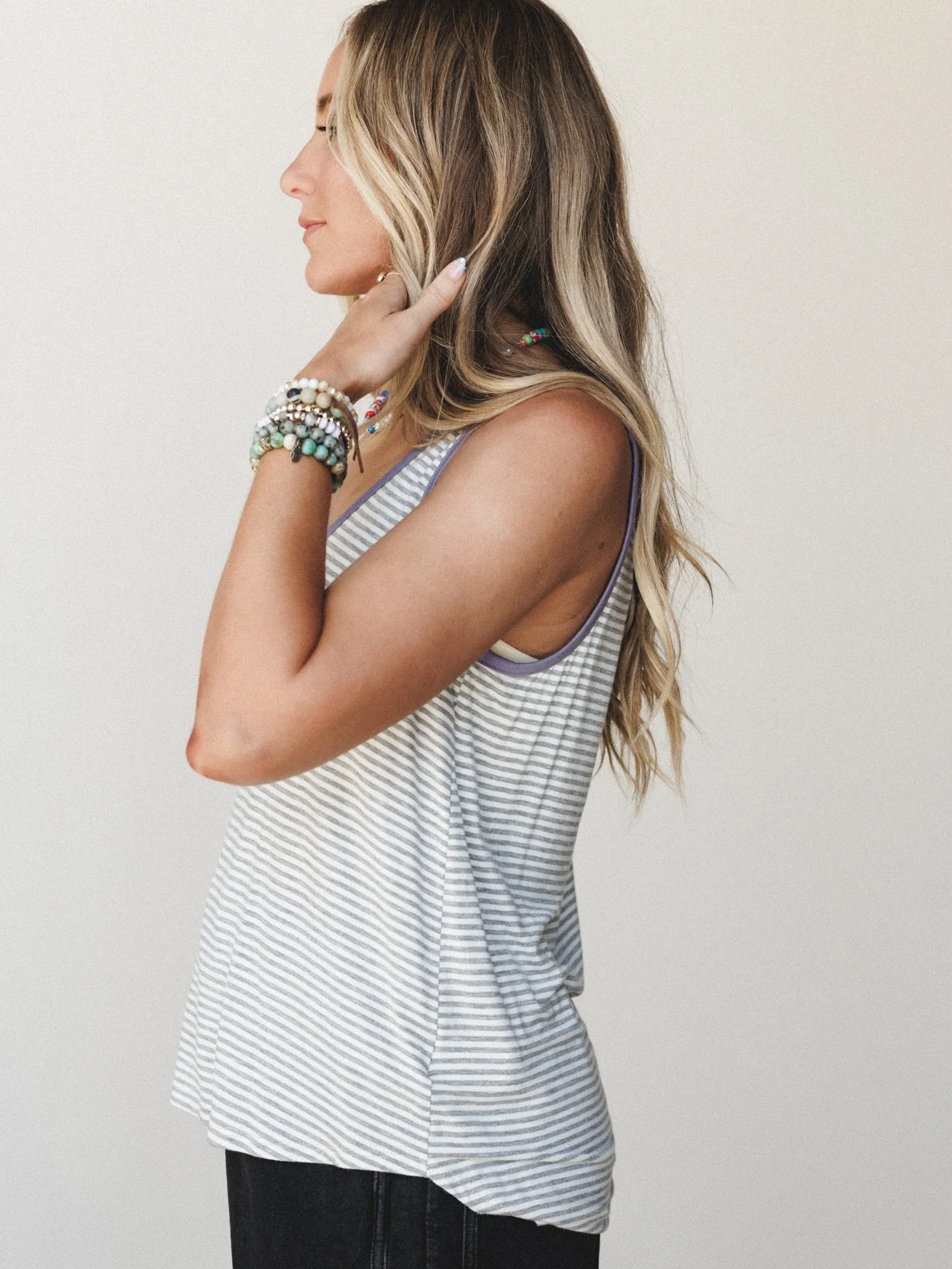 Scoop Neck Bralette Tank - Heather Gray - Image 3
