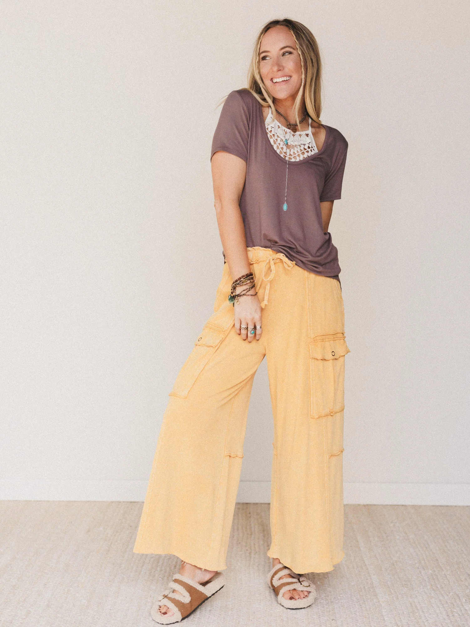 Scoop Neck Bralette Tee - Mocha - Image 3