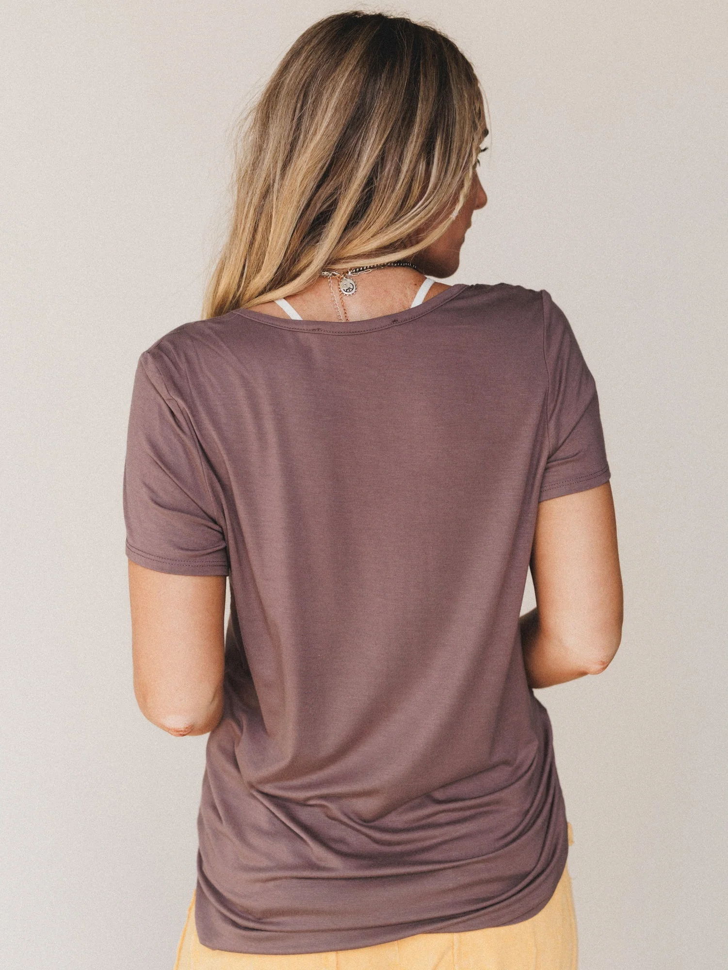 Scoop Neck Bralette Tee - Mocha - Image 5
