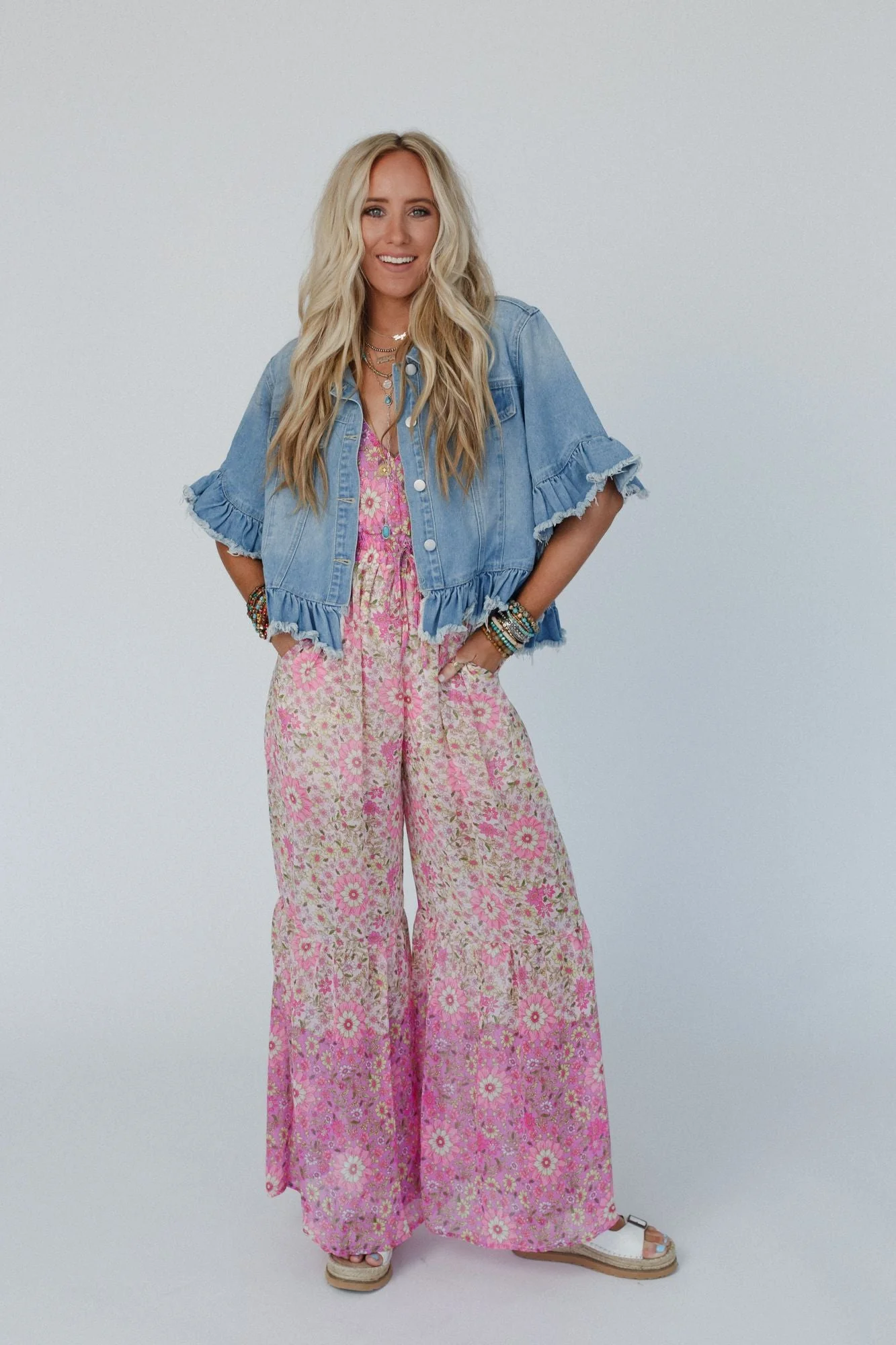 Scottie Ruffle Denim Jacket - Light Denim - Image 8
