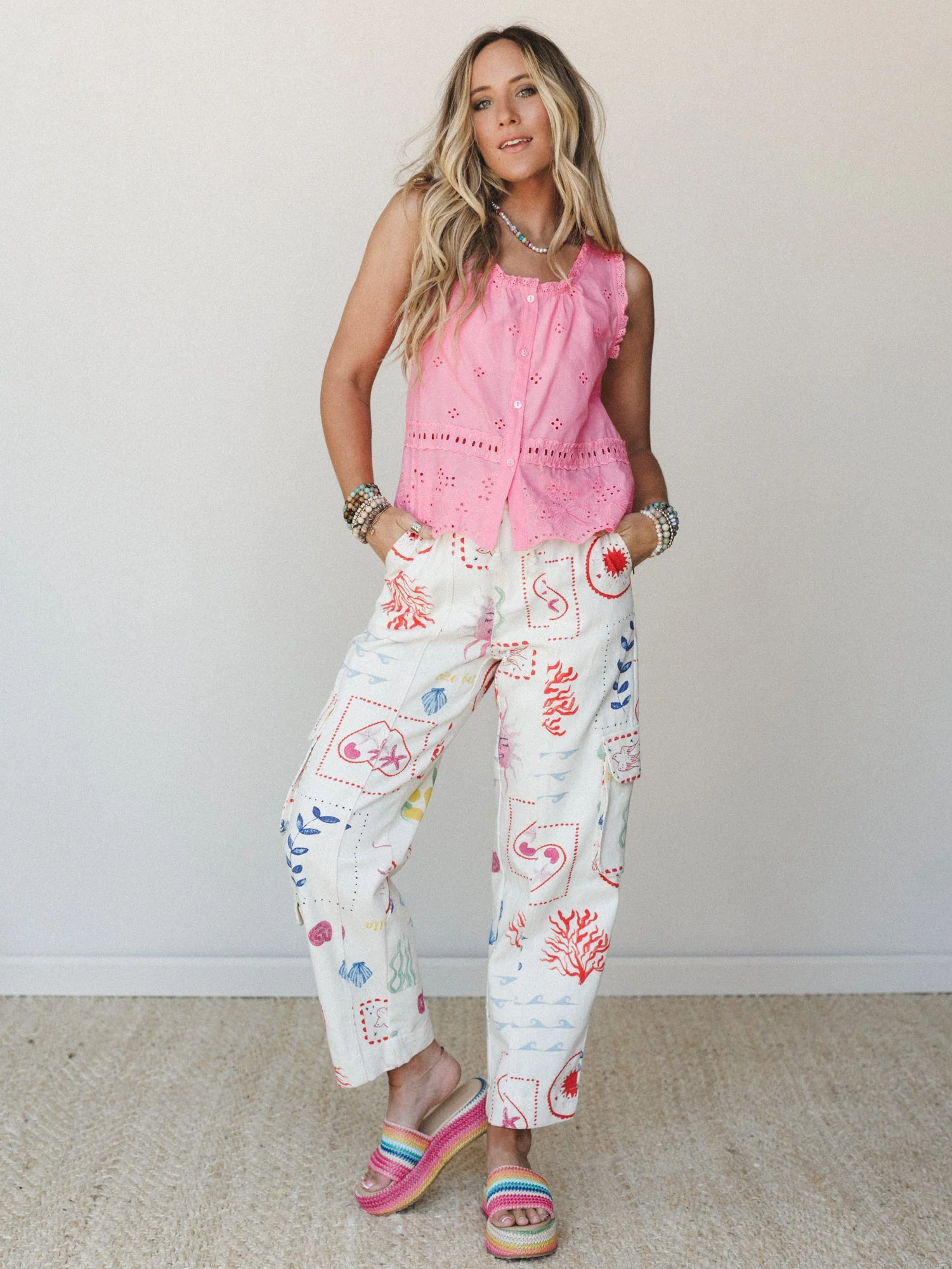 Sea of Treasures Cargo Pants - White - Image 4