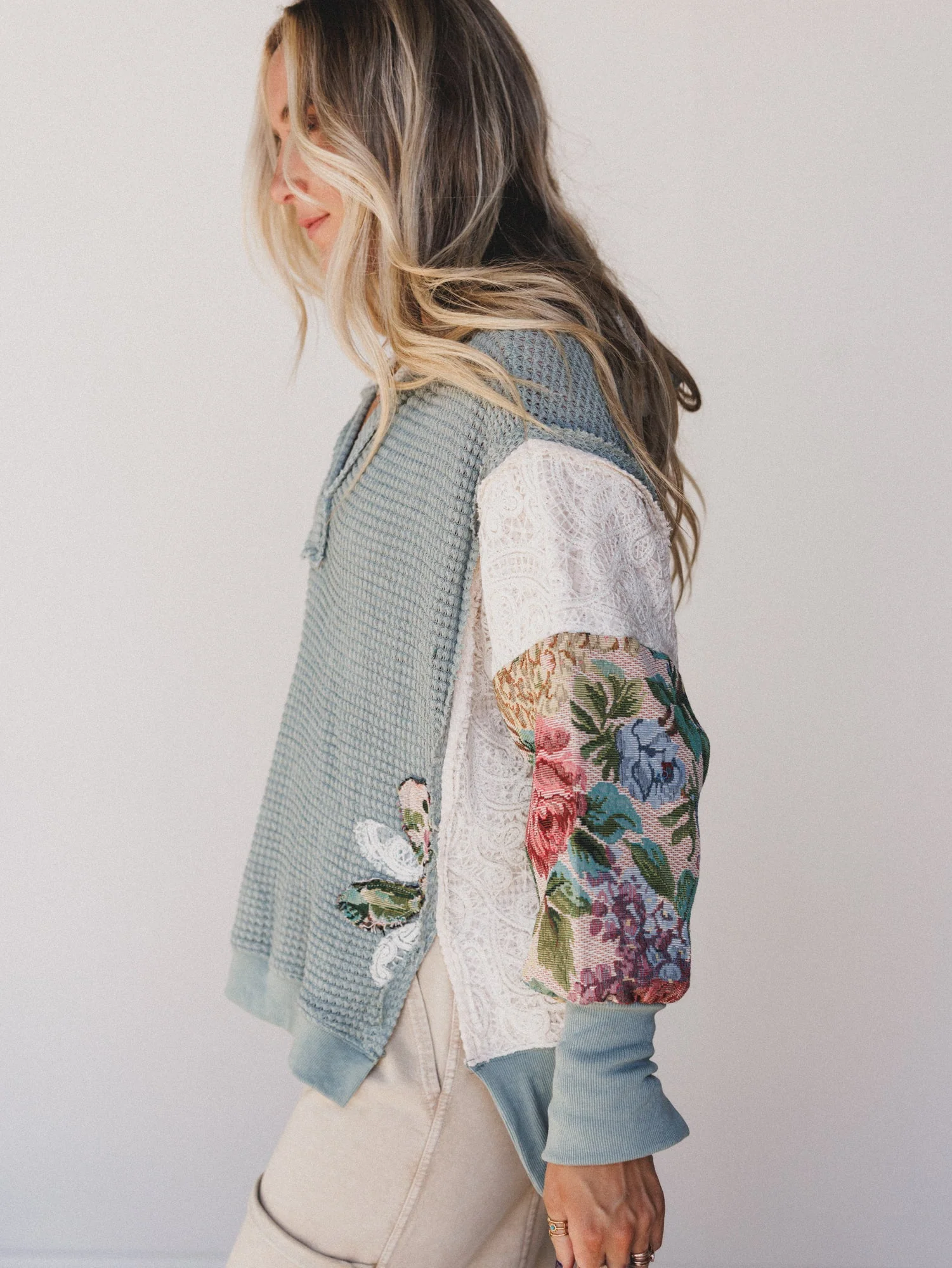 Seaside Roses Sweater - Seafoam - Pre Order