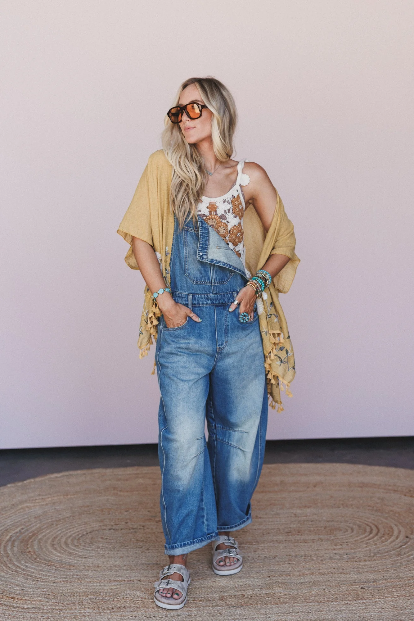 Secret Meadow Embroidered Kimono - Mustard - Image 5