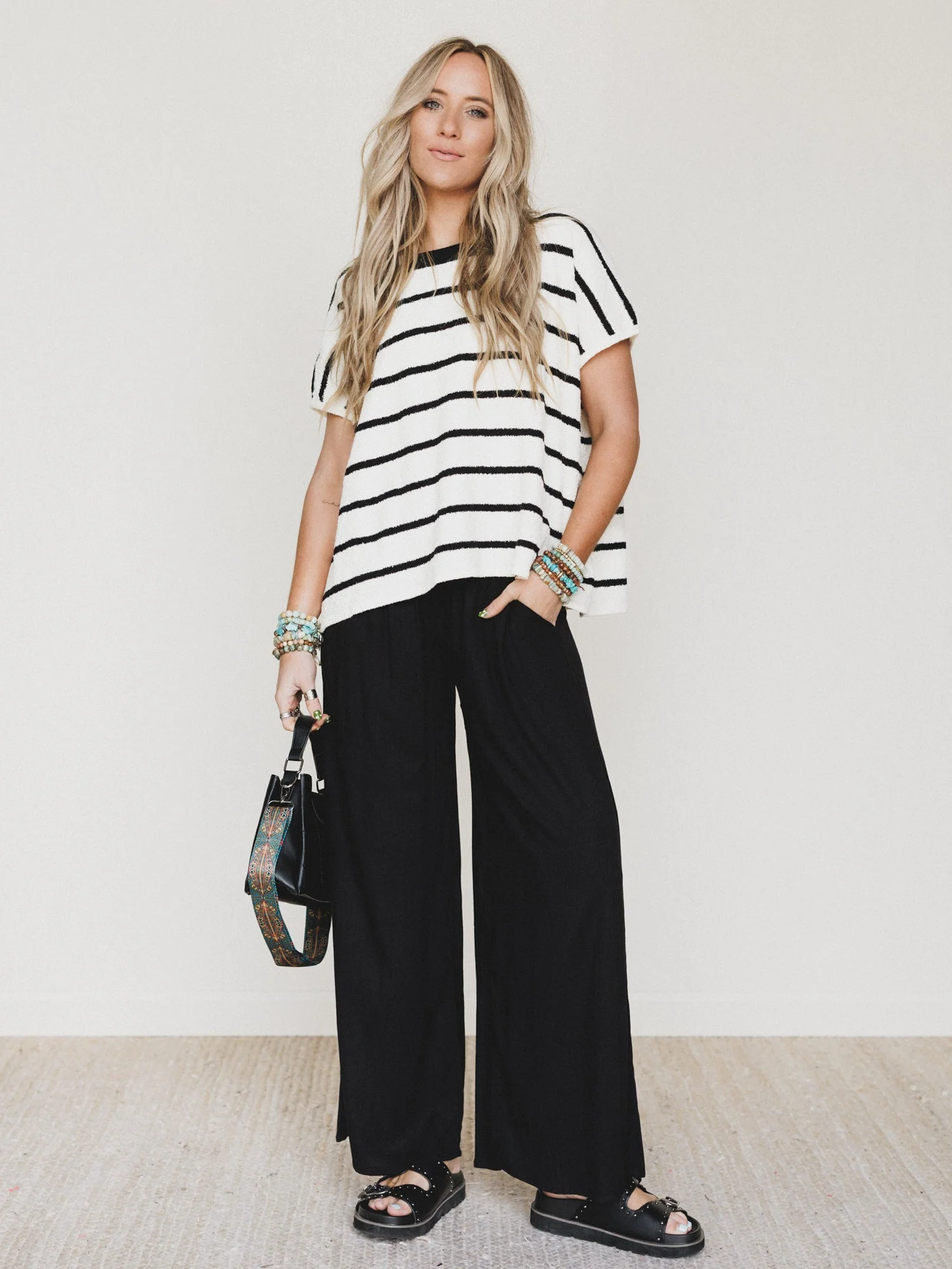 Seek The Moon Wide Leg Pants - Black - Image 5