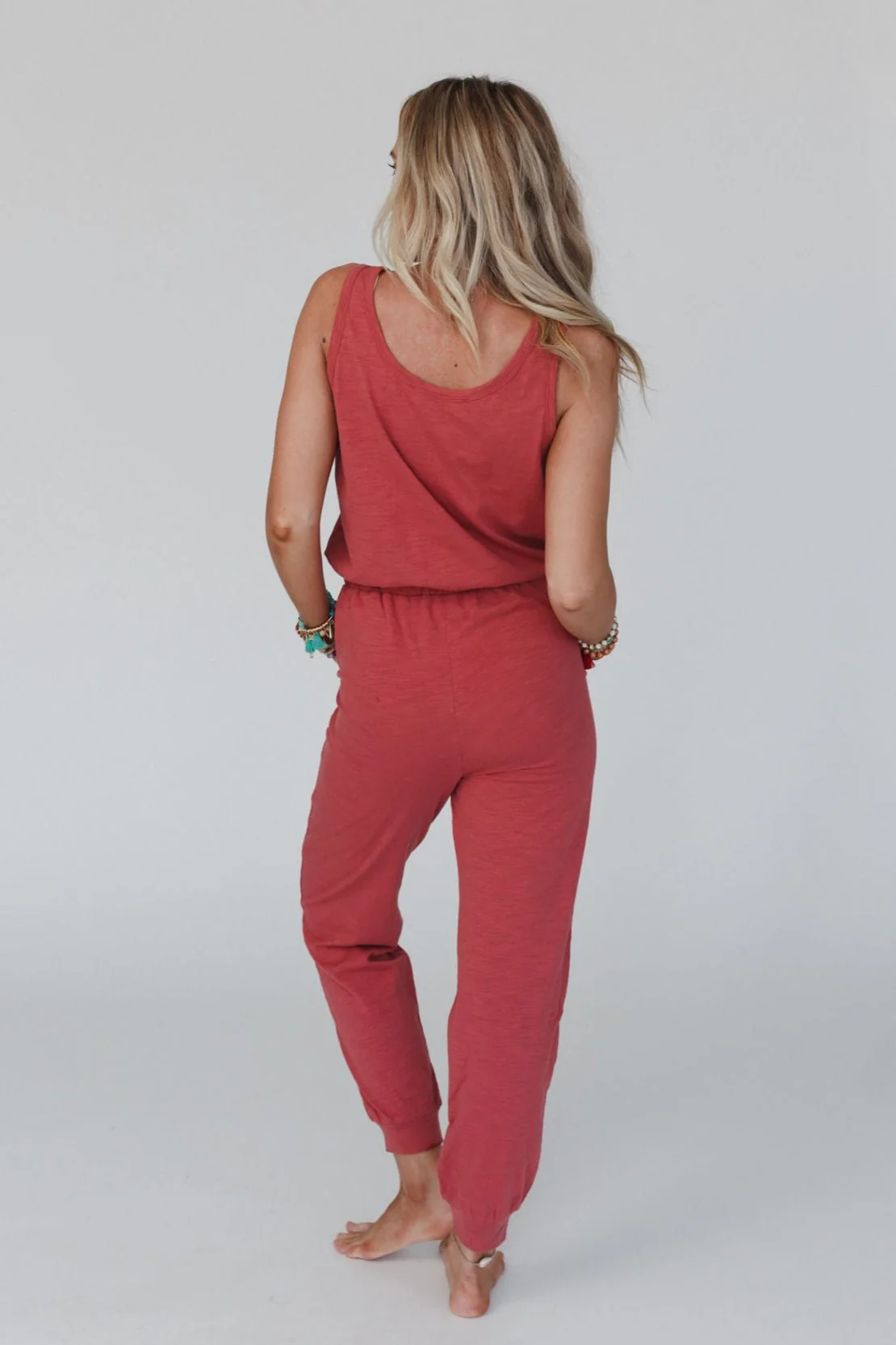 Set to Go Textured Jumpsuit And Cardigan Set - Deep Rust - Image 5