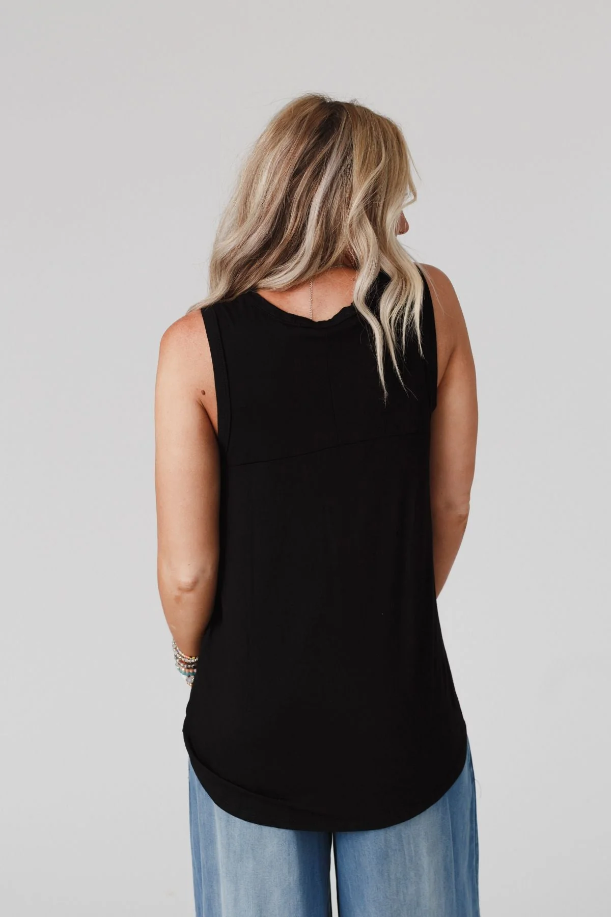 The Nest Shelli Scoop Neck Tank Top - Black - Pre Order - Image 3