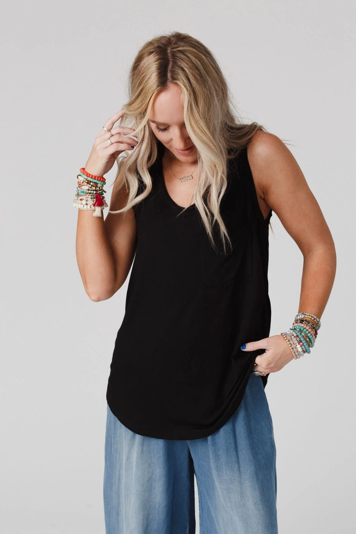 The Nest Shelli Scoop Neck Tank Top - Black - Pre Order - Image 5