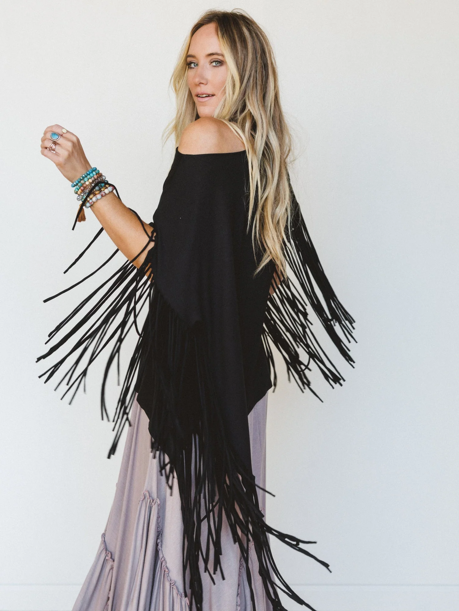 The Nest Showstopper Fringe Top - Black - Image 2
