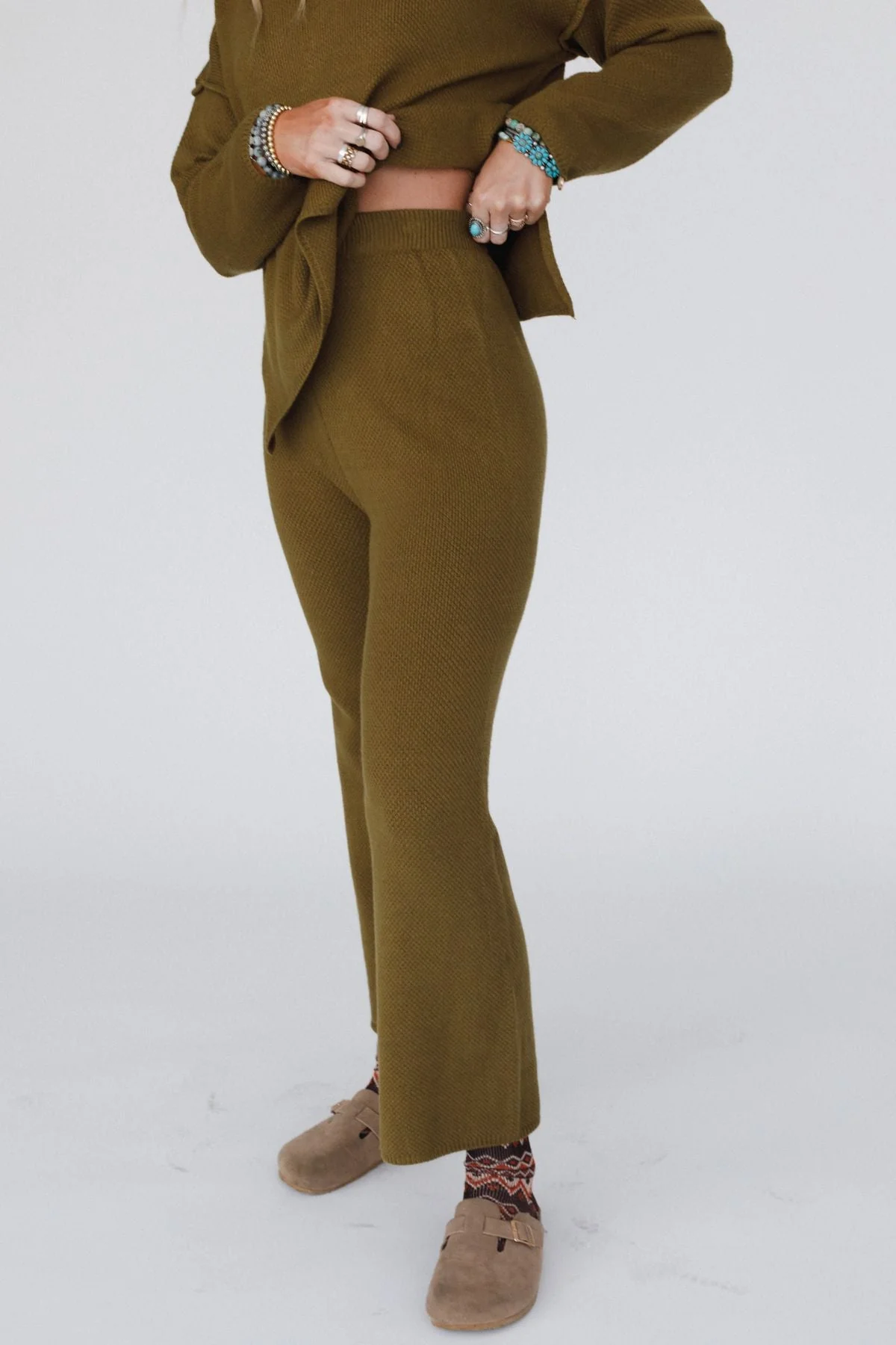 Sierra Slumber Waffle Knit Set - Olive - Image 3