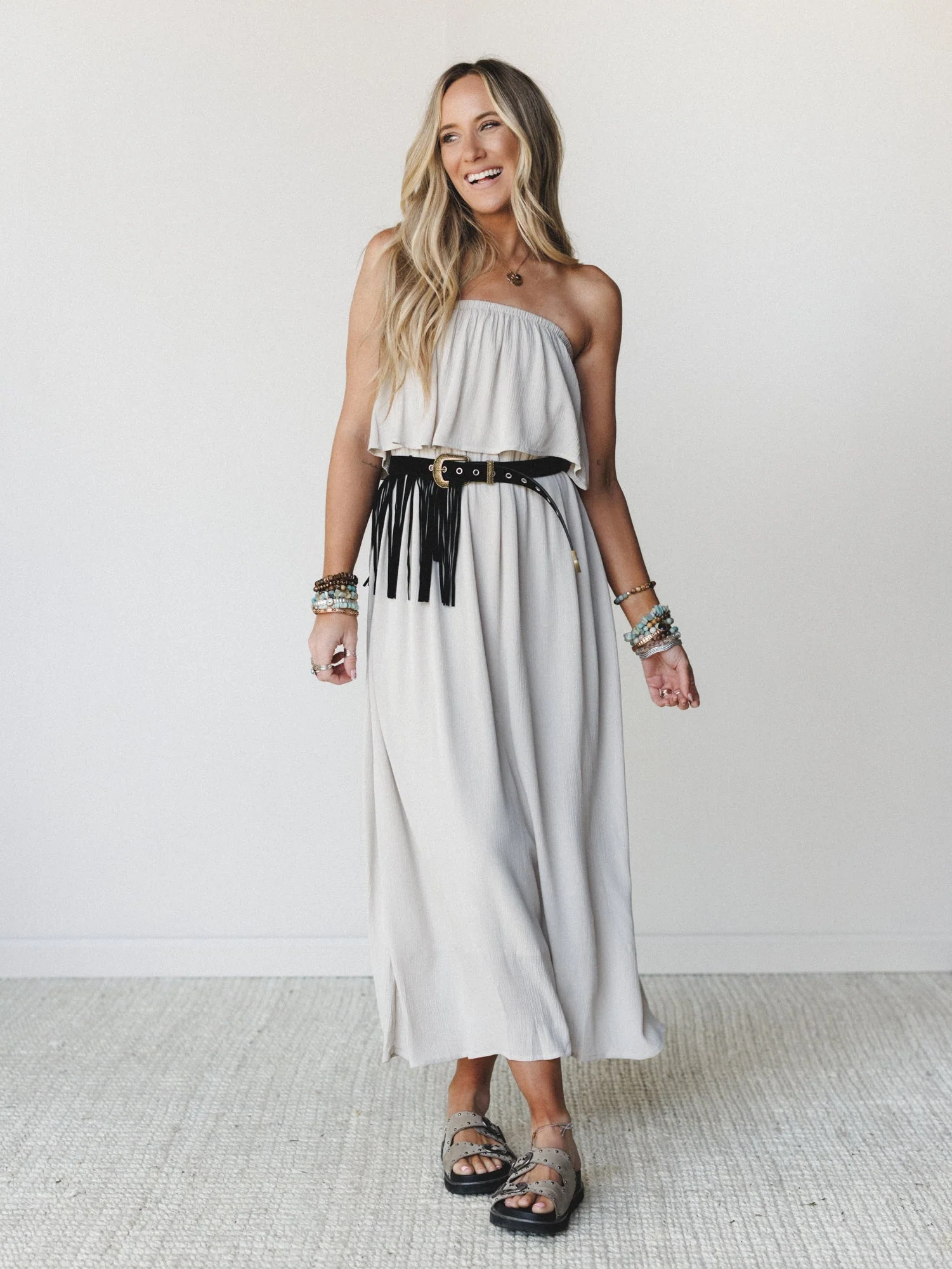 Sierra Strapless Maxi Dress - Sand Beige - Image 5