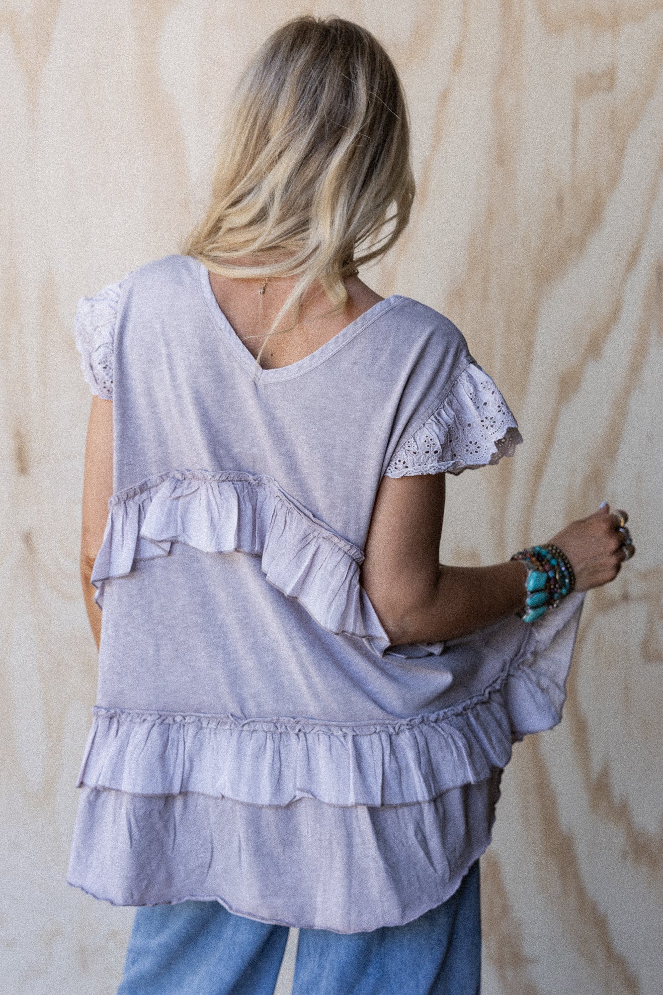 Simple Sweet Ruffle Tunic - Purple Mocha - Image 4