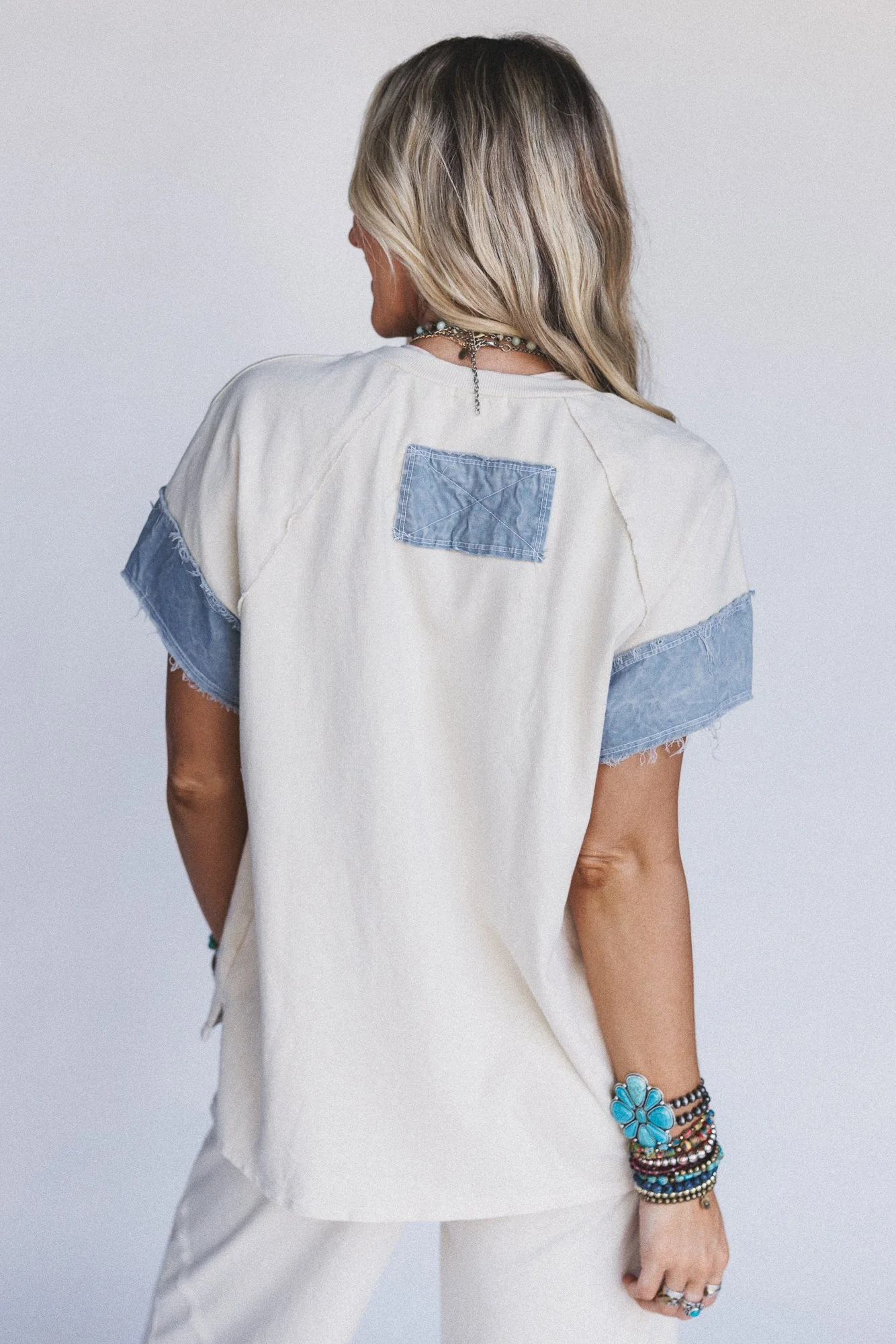 Skybound Soul Denim Patched Top - Natural - Image 2