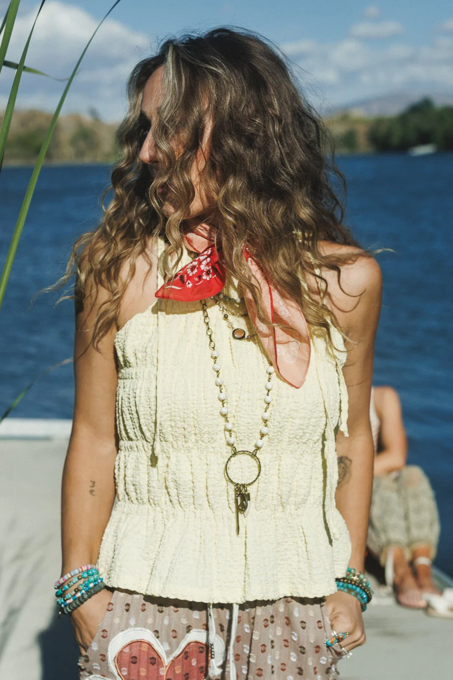 Skylie Tie Halter Top - Yellow