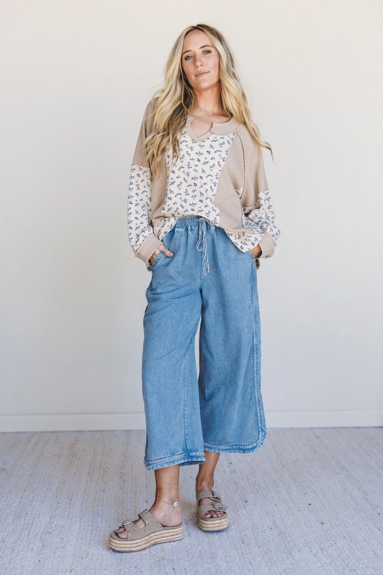 So Comfy Denim Wide Leg Pants - Denim - Image 3