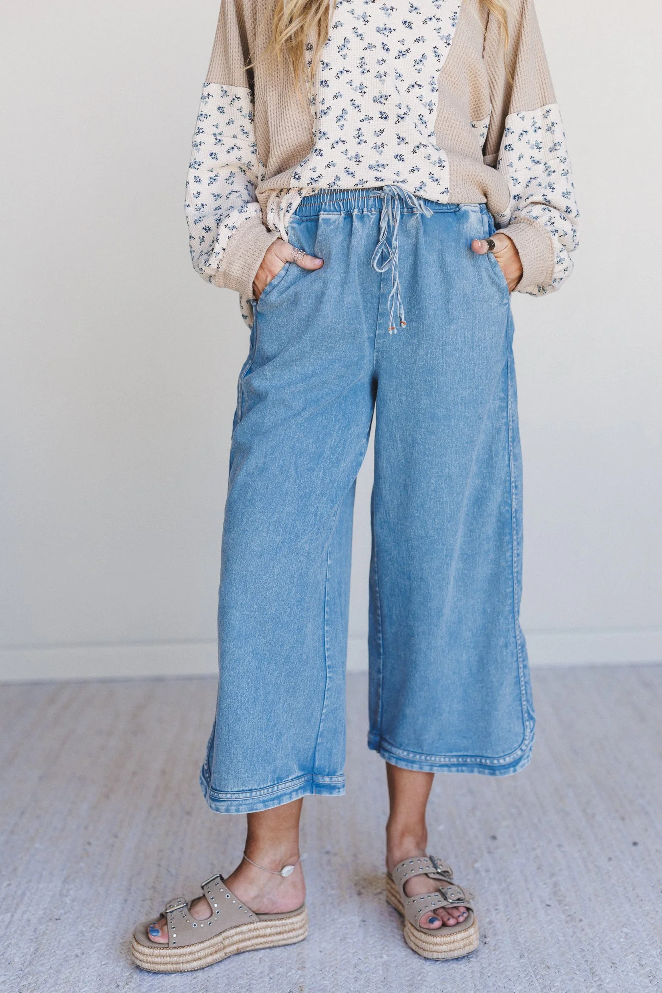 So Comfy Denim Wide Leg Pants - Denim - Image 4