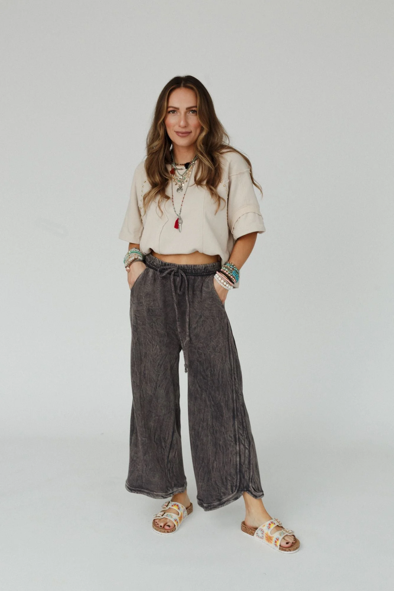 The Nest So Comfy Wide Leg Pant Petite Length - Charcoal - Image 6