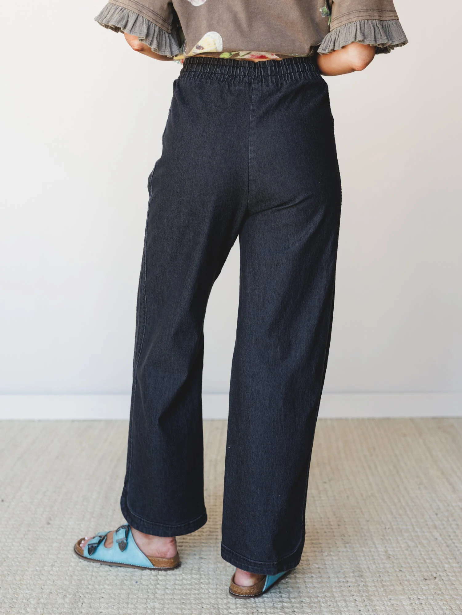 So Comfy Wide Leg Denim Pant - Black - Image 4