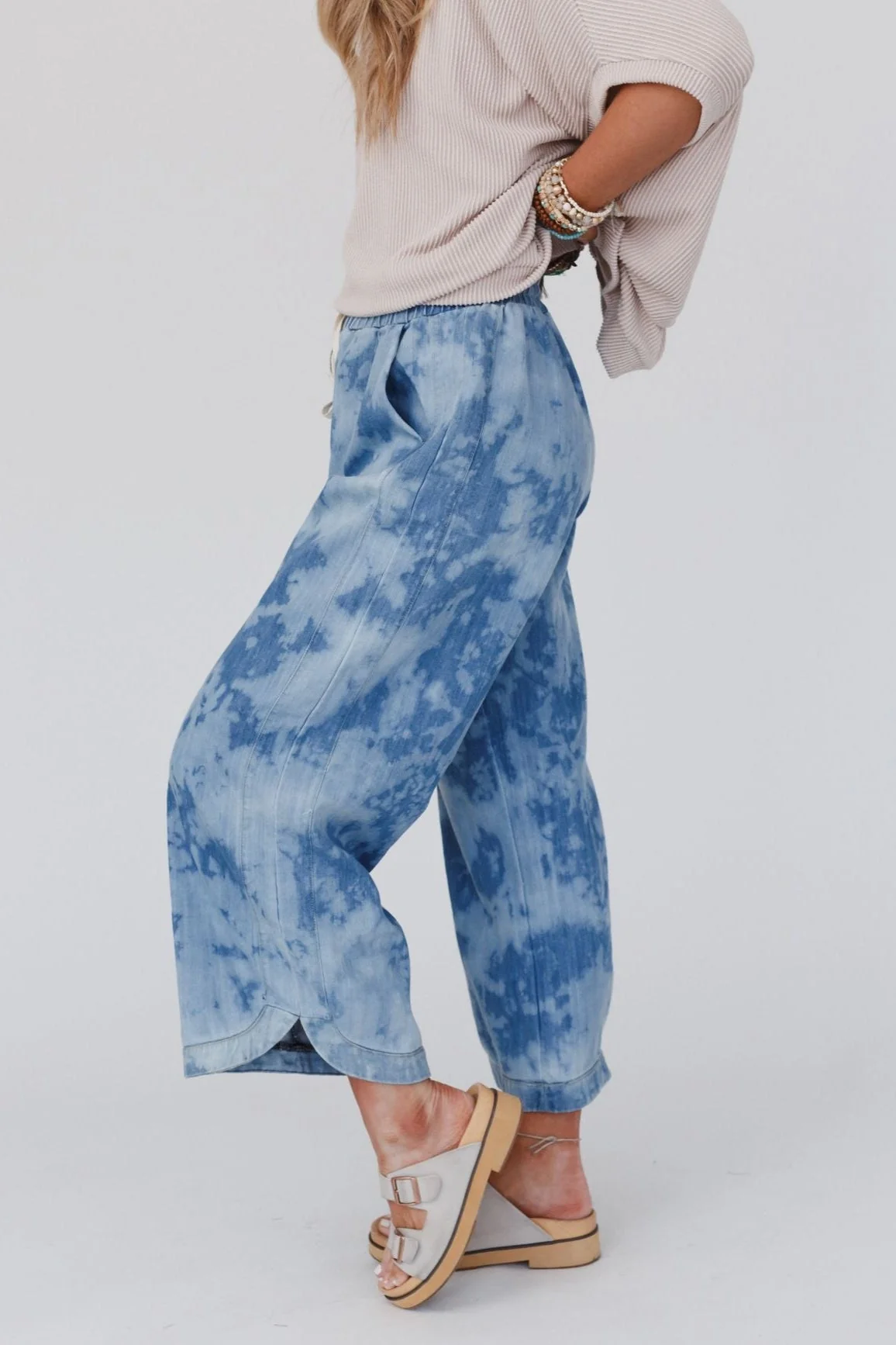 The Nest So Comfy Wide Leg Denim Pant - Bleach Dye Denim - Image 7