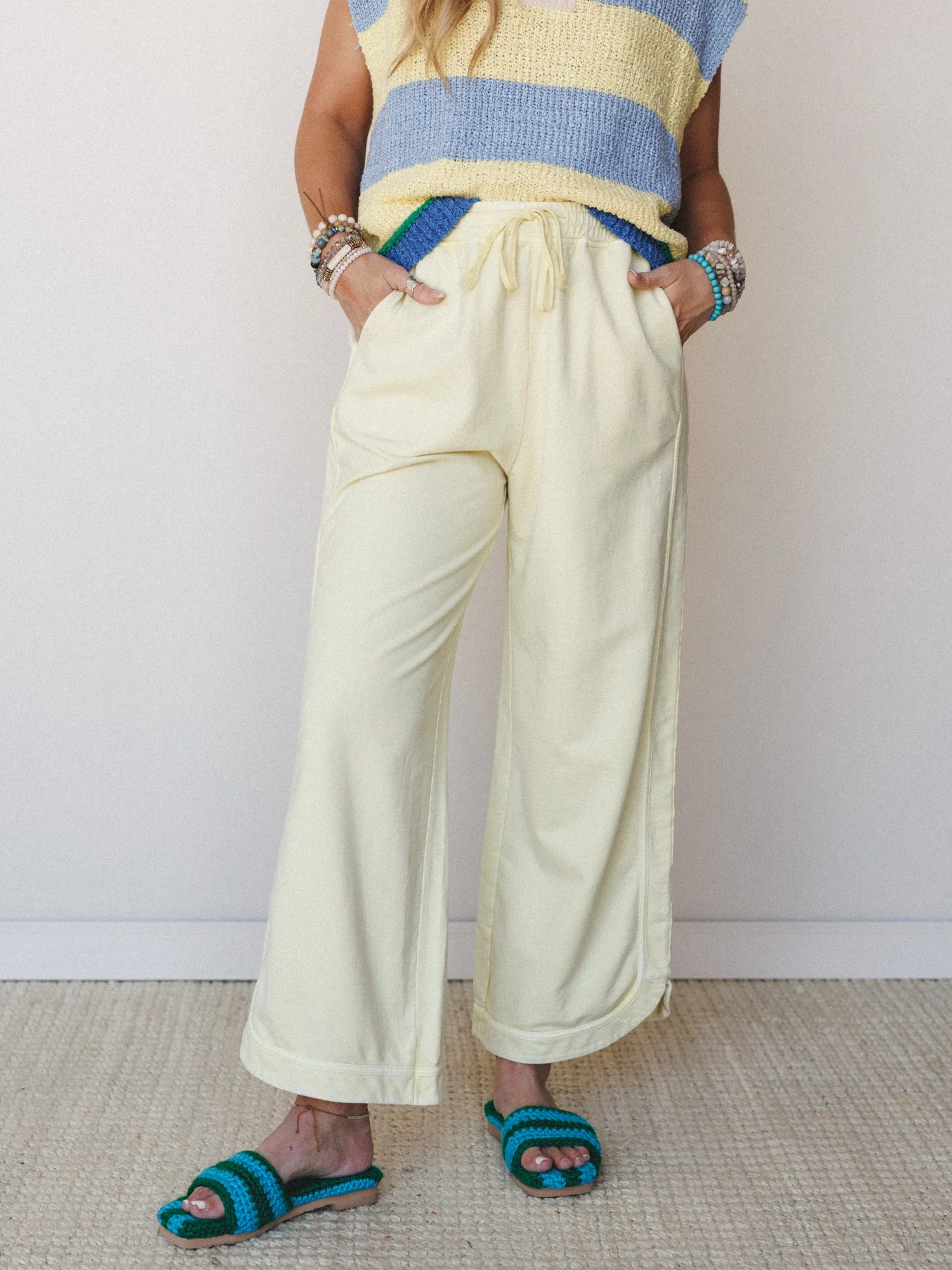So Comfy Wide Leg Pant Cropped Length - Butter Yellow - Image 4