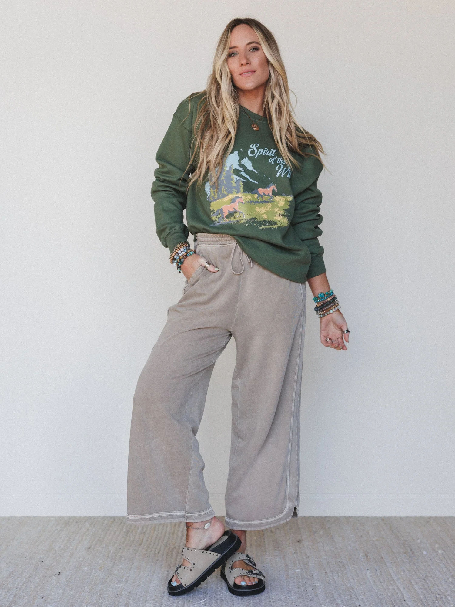 So Comfy Wide Leg Pant Cropped Length - Mocha - Image 7