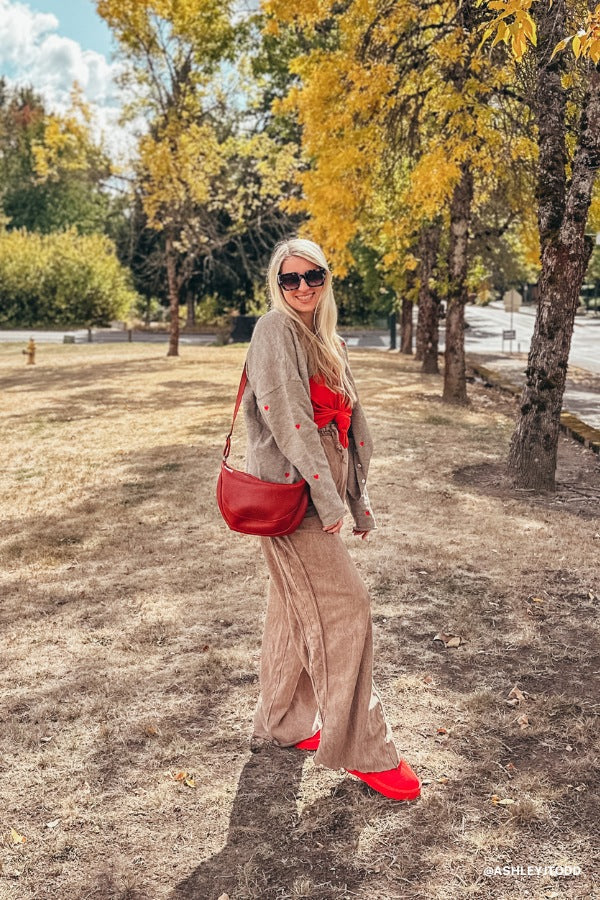So Comfy Wide Leg Pant Full Length - Brown - Image 2