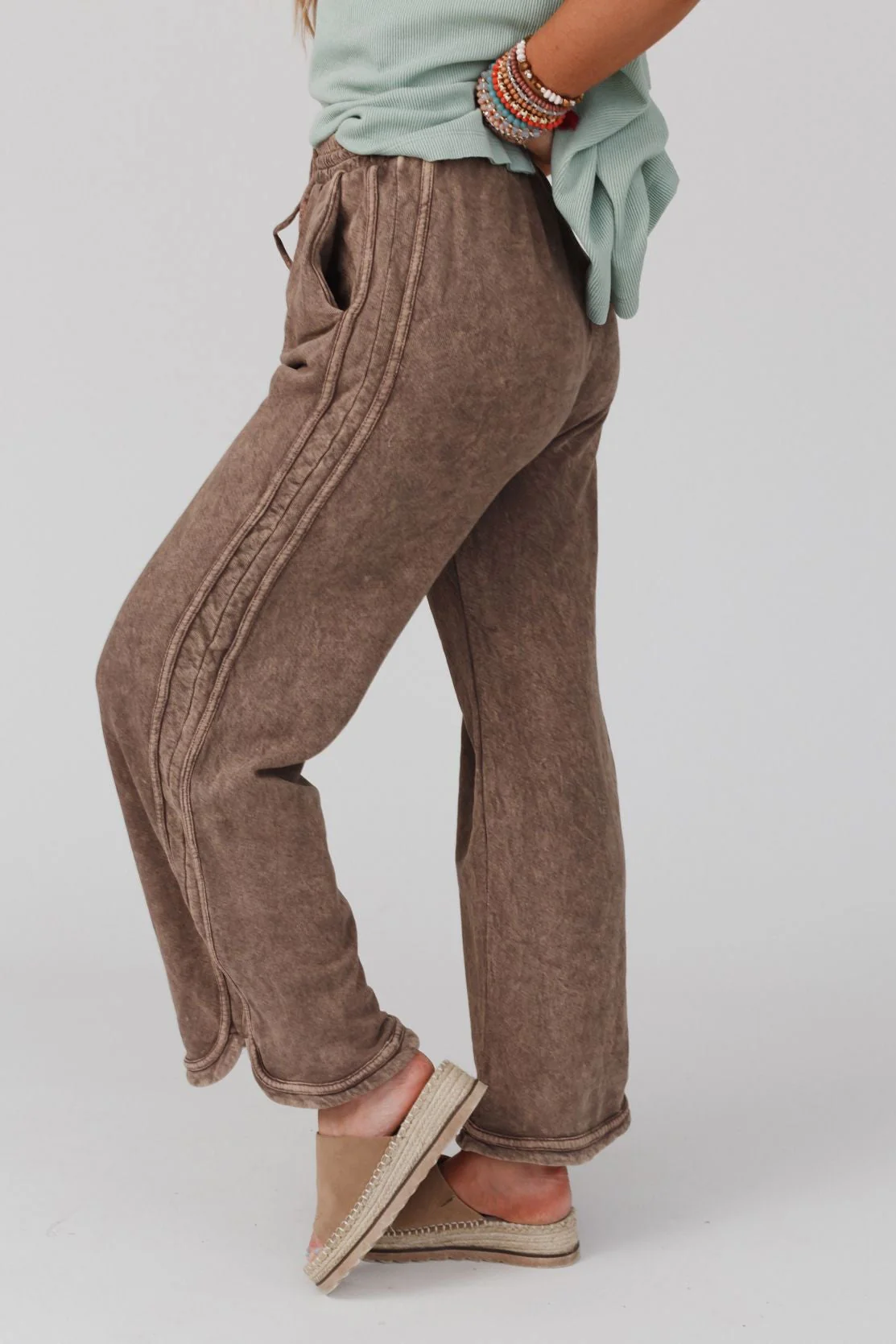 So Comfy Wide Leg Pant Full Length - Brown - Image 3