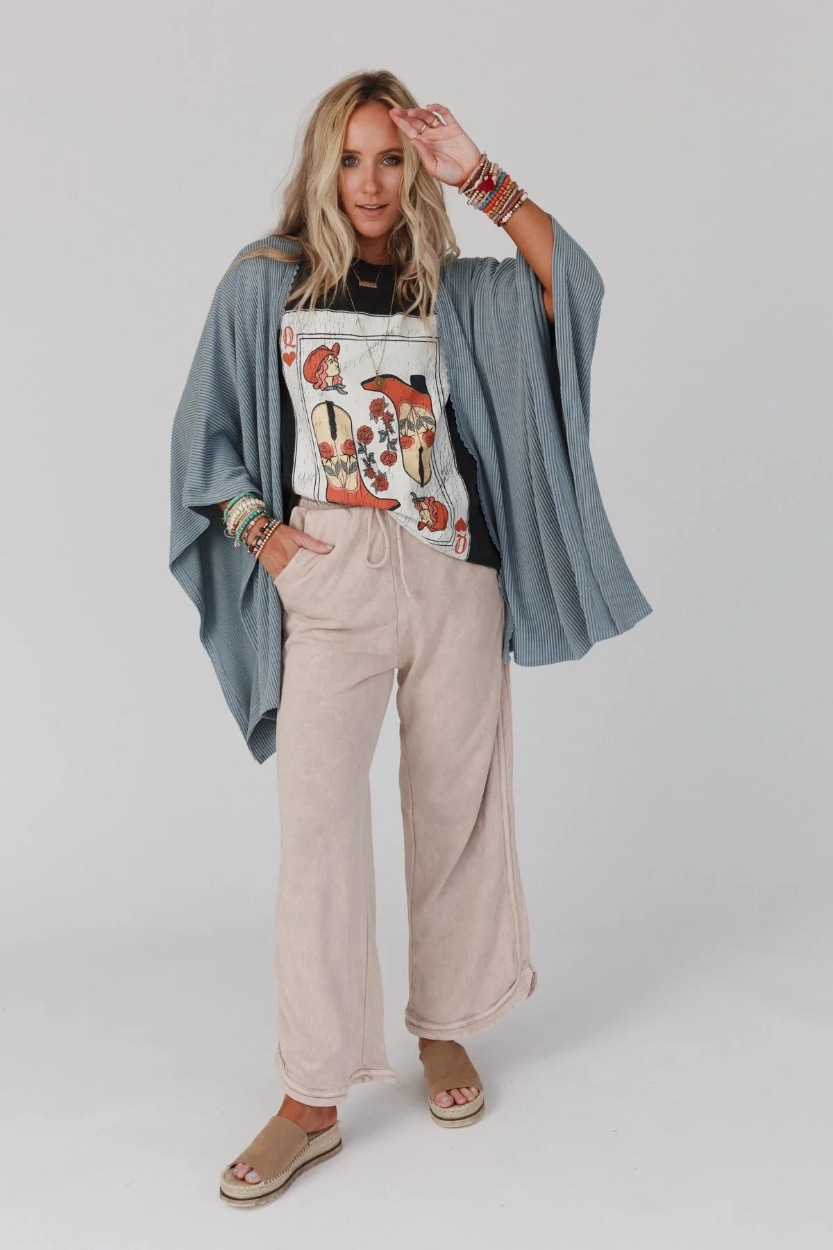 So Comfy Wide Leg Pant Full Length - Taupe - Image 4